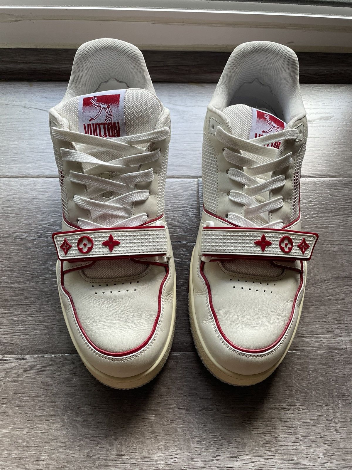 Louis Vuitton Louis Vuitton White Red Mesh Strap Trainer Sneaker Size US 10.5 / EU 43-44 - 3 Thumbnail