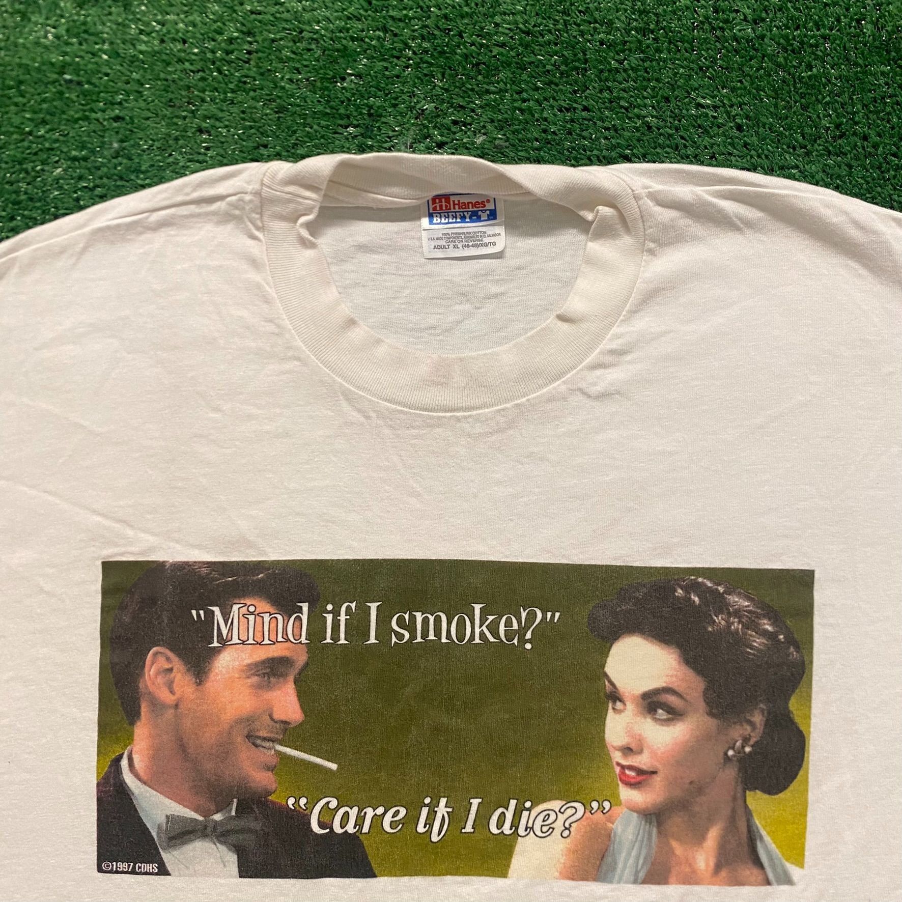 Hanes Anti Smoking Vintage 90s Parody Humor T-Shirt Size US XL / EU 56 / 4 - 2 Thumbnail