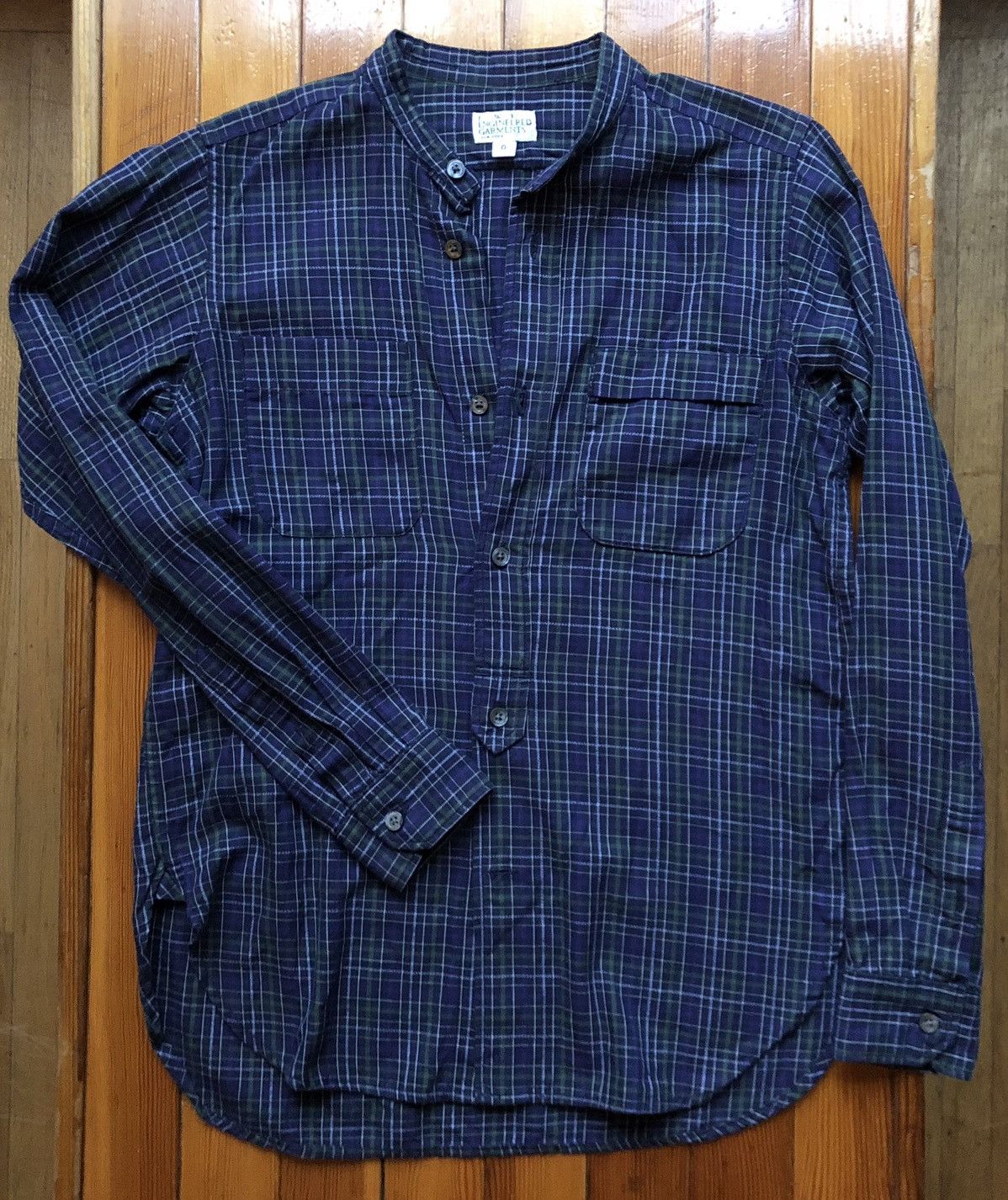 Banded Collar Flannel Button Up