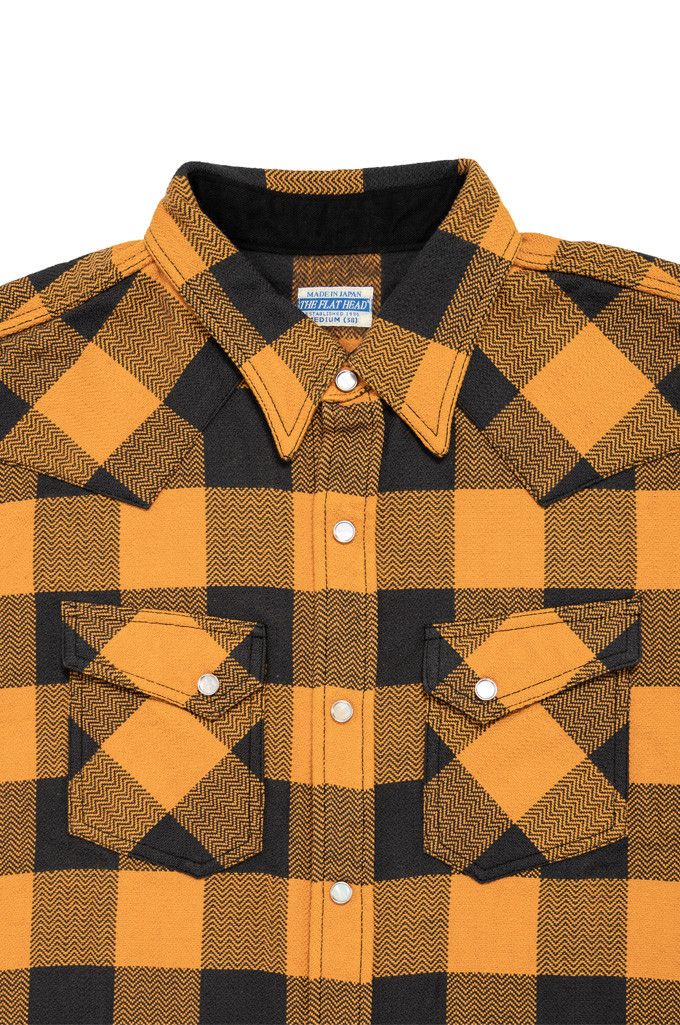 Japanese Brand × The Flat Head The Flat Head Block Check Flanel Shirt Orange Size US XL / EU 56 / 4 - 3 Thumbnail