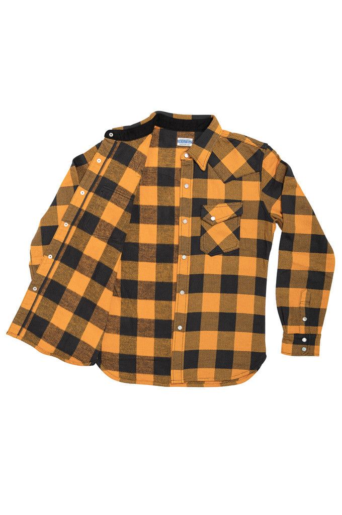 Japanese Brand × The Flat Head The Flat Head Block Check Flanel Shirt Orange Size US XL / EU 56 / 4 - 9 Thumbnail