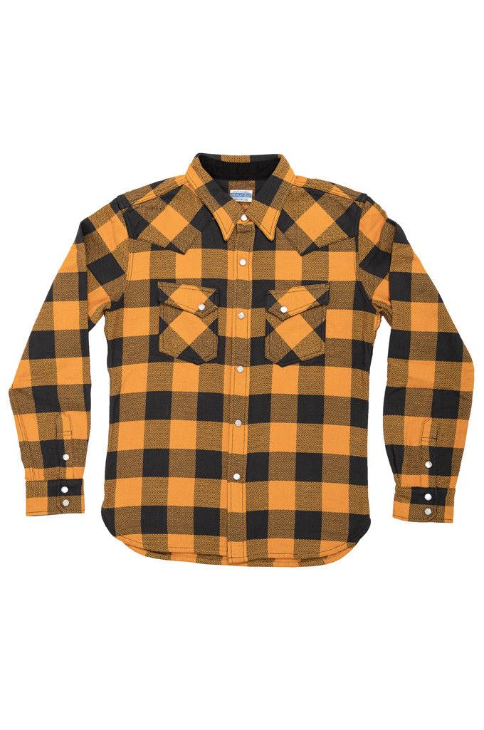 Japanese Brand × The Flat Head The Flat Head Block Check Flanel Shirt Orange Size US XL / EU 56 / 4 - 1 Thumbnail