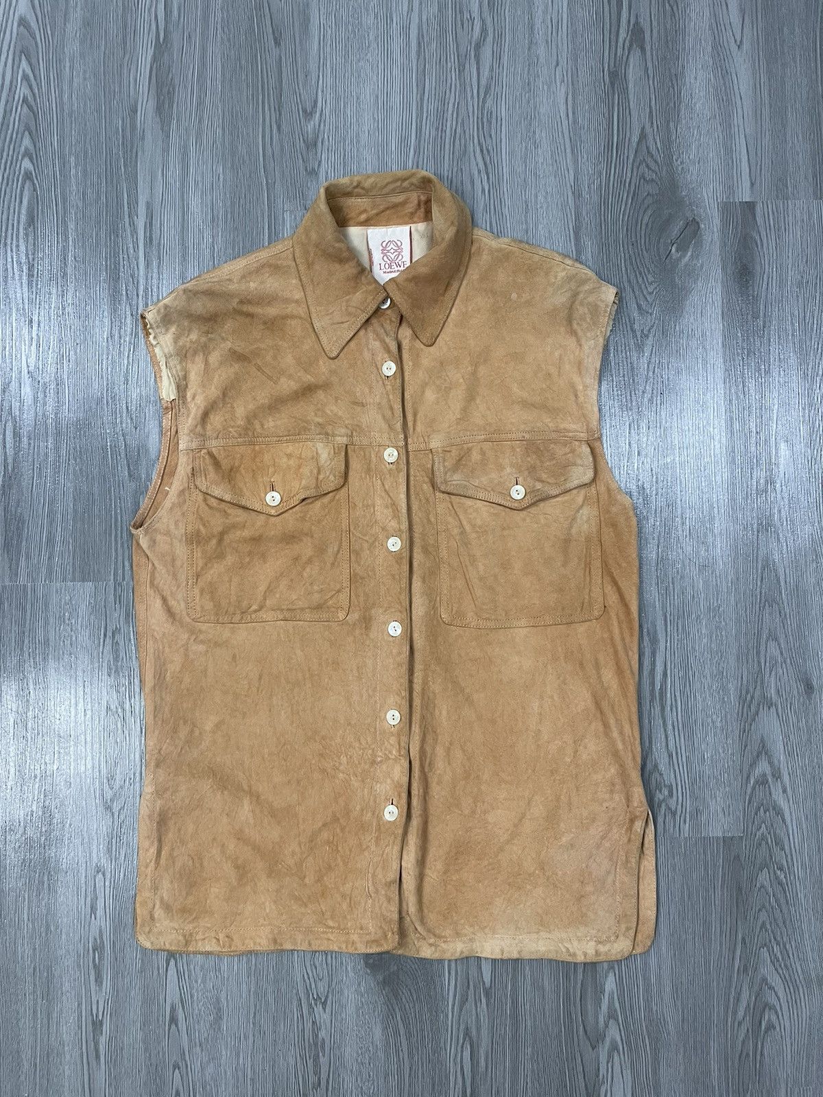 Loewe × Vintage Vintage Loewe Soft Suede Leather Sleeveless shirt Size US M / EU 48-50 / 2 - 12 Thumbnail