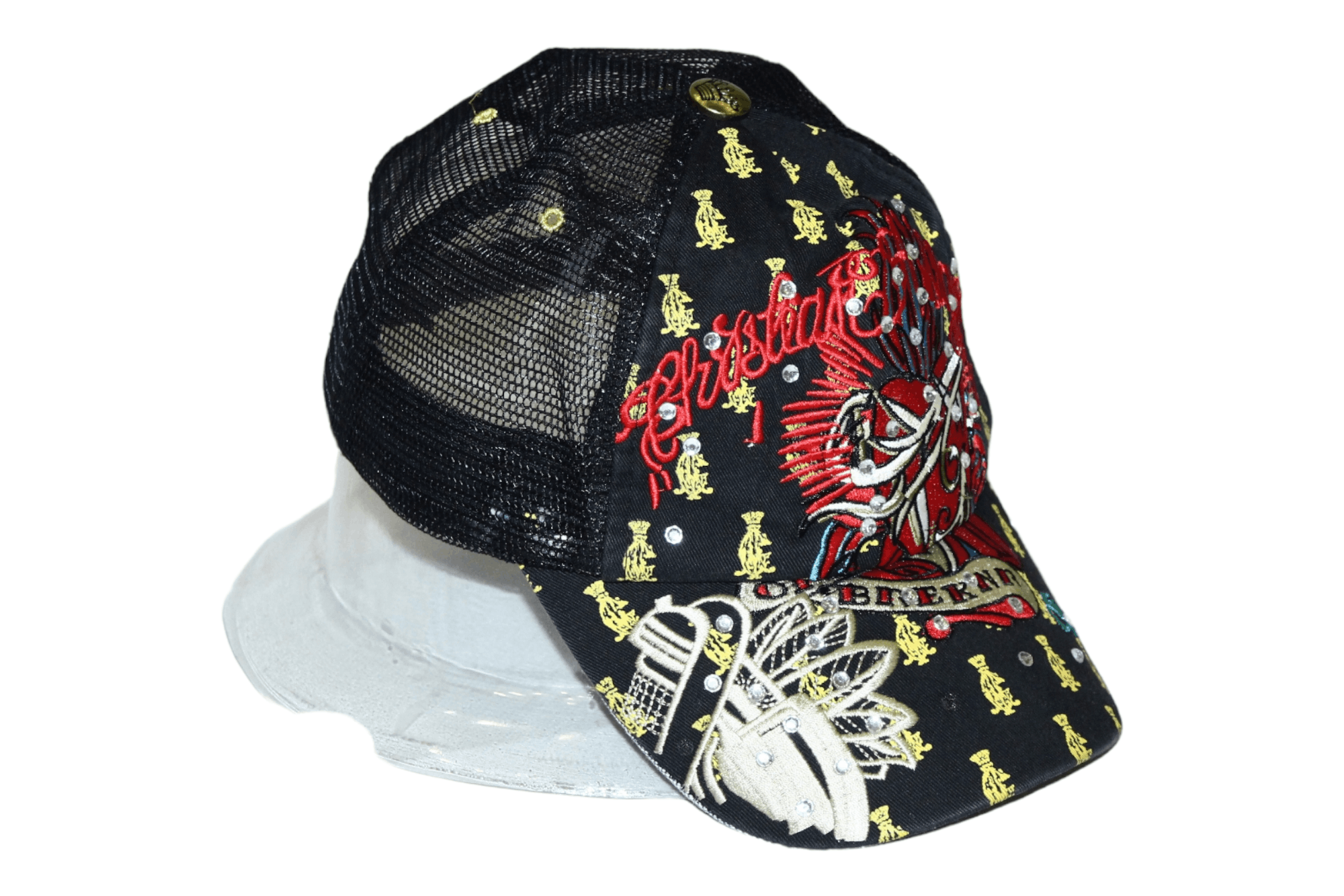 Christian Audigier 💥 Y2K Christian Audigier Tattoo Art Embroid Trucker Hat Size ONE SIZE - 3 Thumbnail