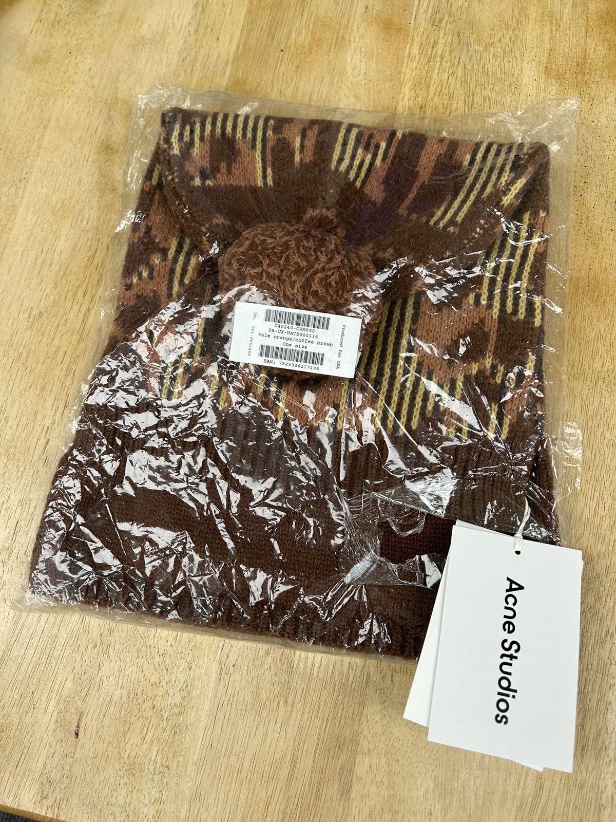 Acne Studios Acne Studios Knit Balaclava Pale Orange / Coffee Brown Size ONE SIZE - 6 Thumbnail