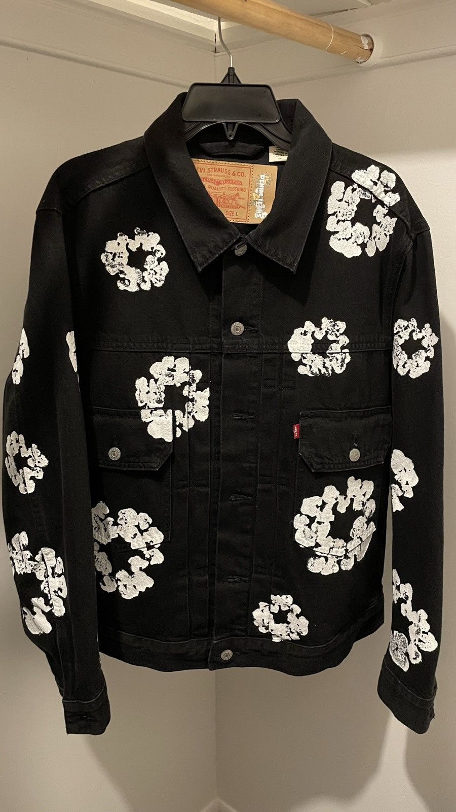 Levi's denim tears levi's type 2 all over wreath b/w jacket | Grailed