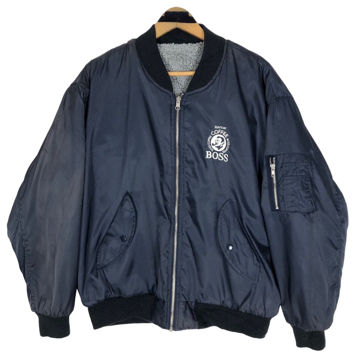 Vintage Suntory Boss Coffee Reversible Bomber Jacket