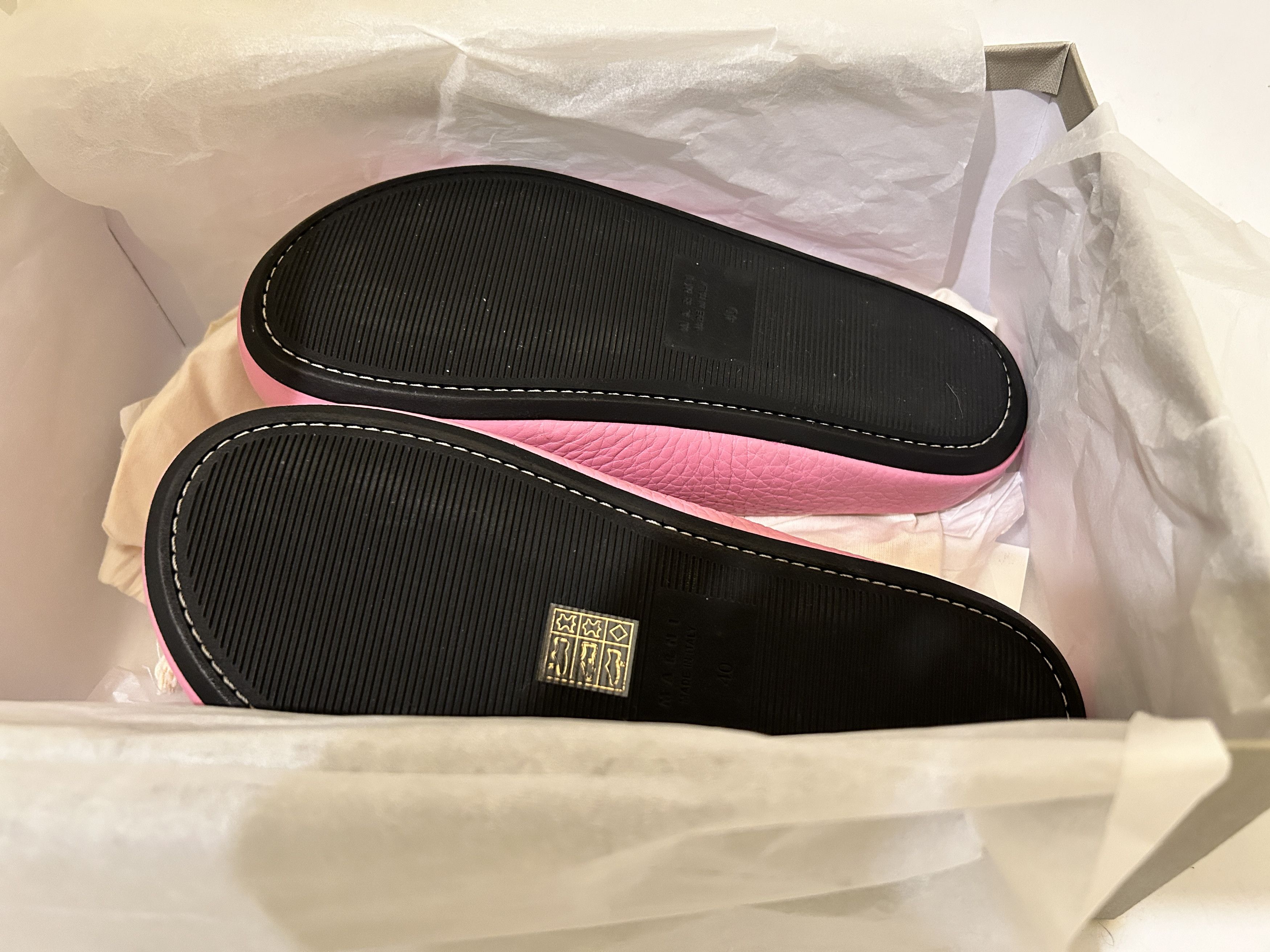 Marni Pink Leather Fussbett Sabot Clog Loafers slipper grained Size US 7 / EU 40 - 5 Thumbnail