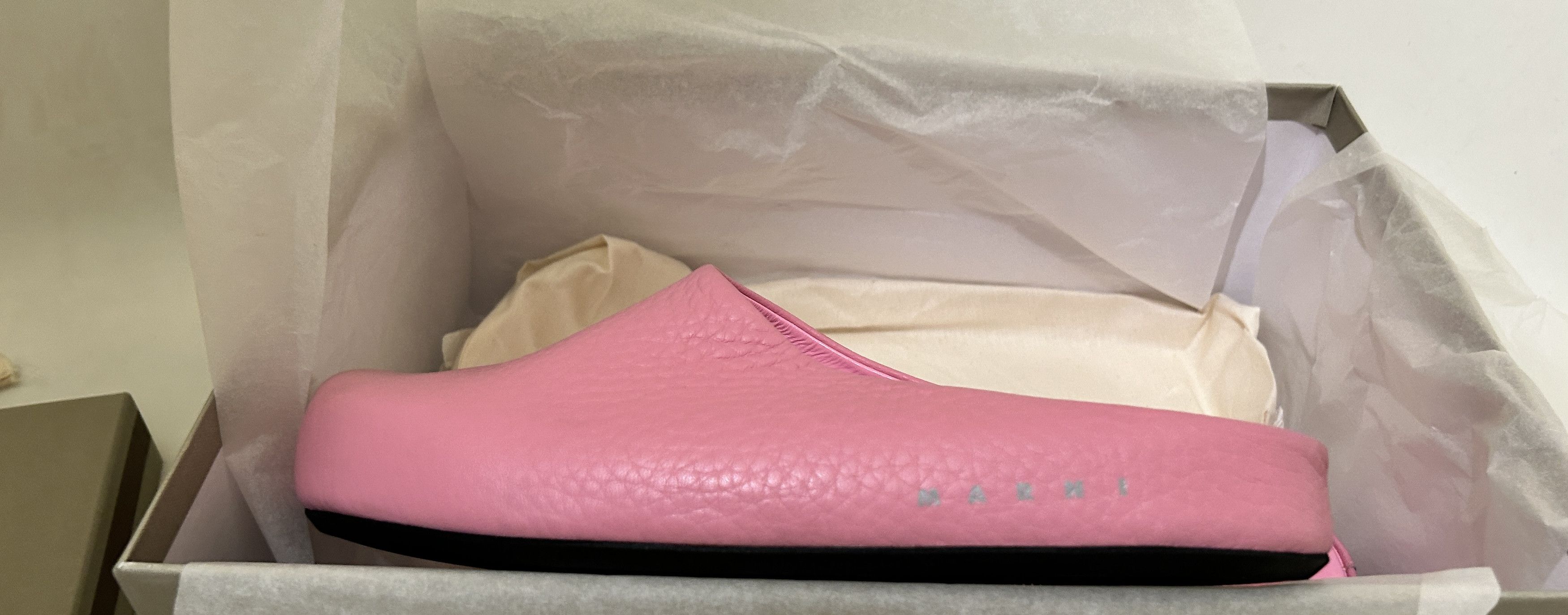Marni Pink Leather Fussbett Sabot Clog Loafers slipper grained Size US 7 / EU 40 - 4 Thumbnail