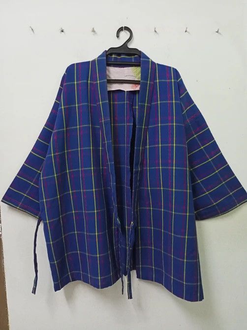 Japanese Brand × Vintage Vintage Japanese Kimono Checkered Size US XL / EU 56 / 4 - 1 Thumbnail