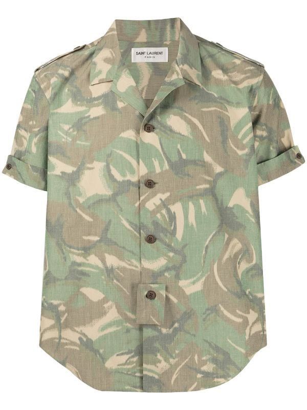 Saint Laurent camouflage print short-sleeve shirt