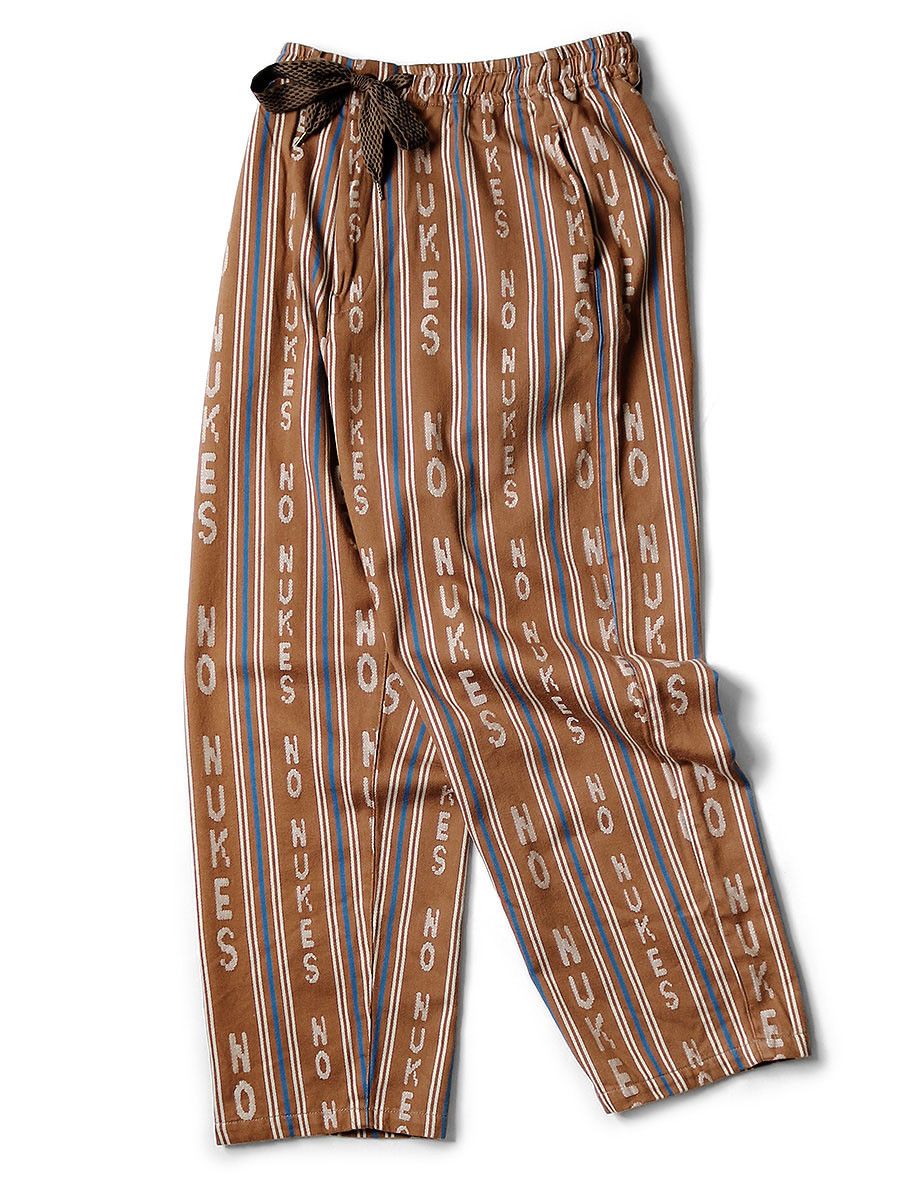 Kapital Brushed back HOPE stripe NO NUKES easy pants