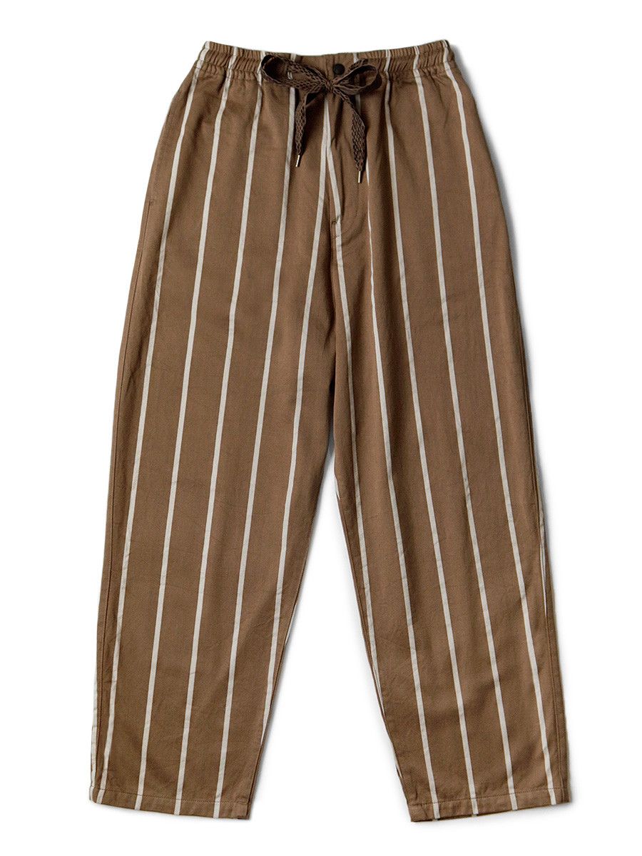 image of Kapital Brushed Back Phillies Stripe Easy Pants Size 1 in Brown, Men's