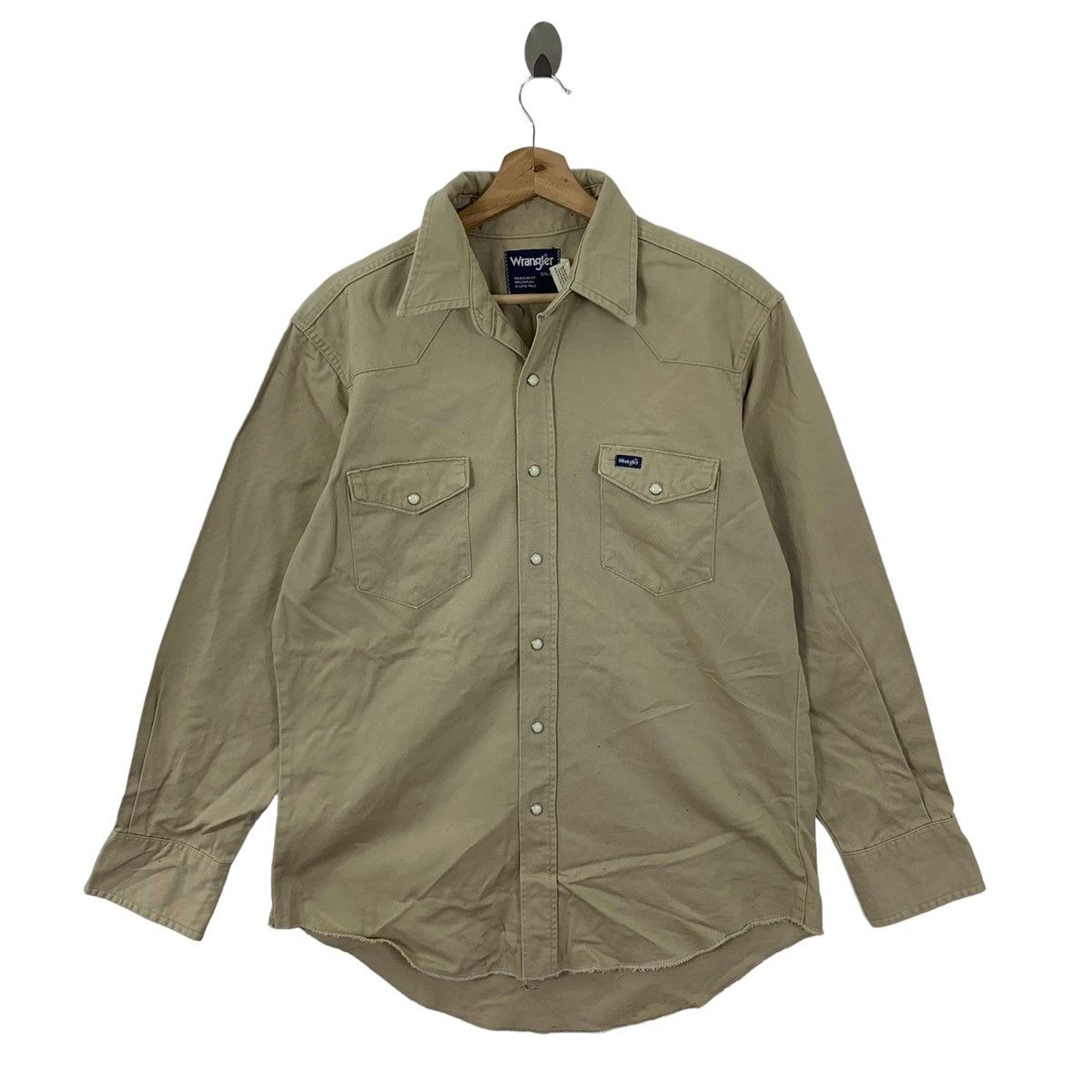 Wrangler Vintage 90s Wrangler Western Pearl Snap Button Double Pocket Size US L / EU 52-54 / 3 - 1 Thumbnail
