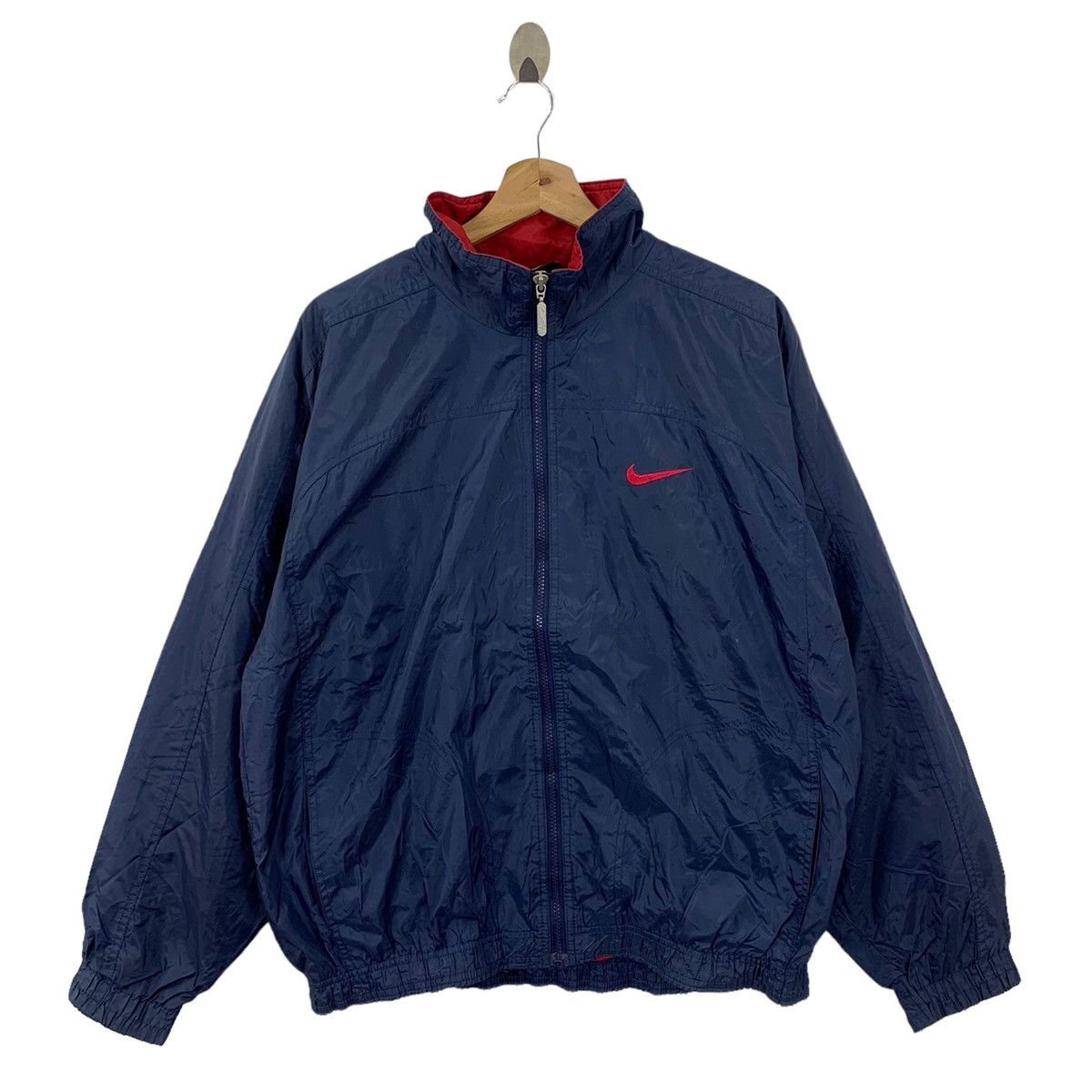 Nike × Vintage Vintage 90s Nike Swoosh Sportswear Light Zipper Jacket Size US L / EU 52-54 / 3 - 1 Thumbnail