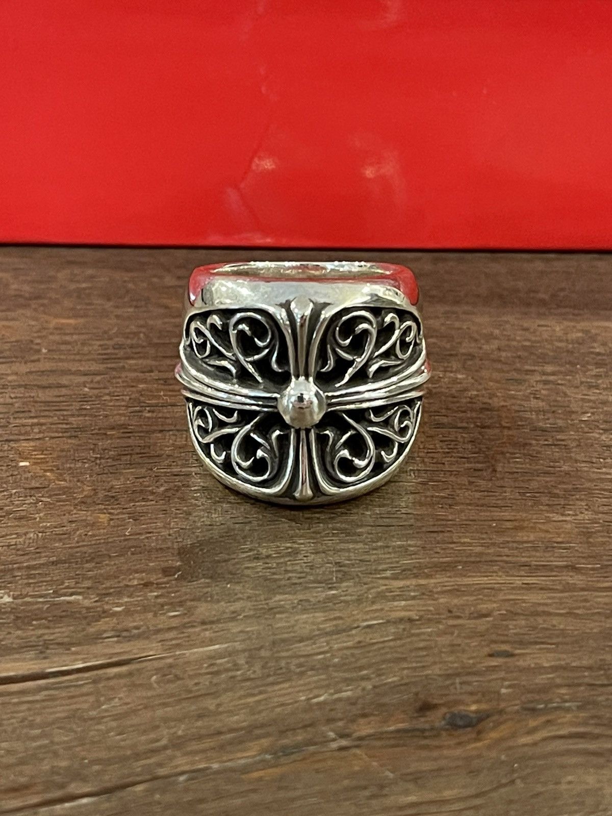 Chrome Hearts SZ 8 Classic Oval Sterling Silver Ring & Japan Container ...