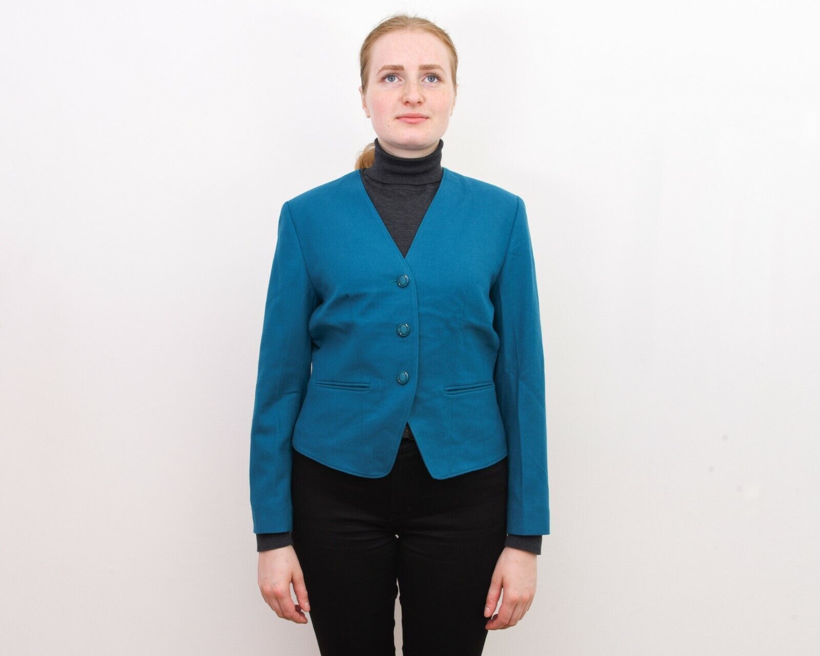 Pendleton 90's Women's M Electric Blue Wool Blazer Jacket V Neck USA Size M / US 6-8 / IT 42-44 - 1 Thumbnail