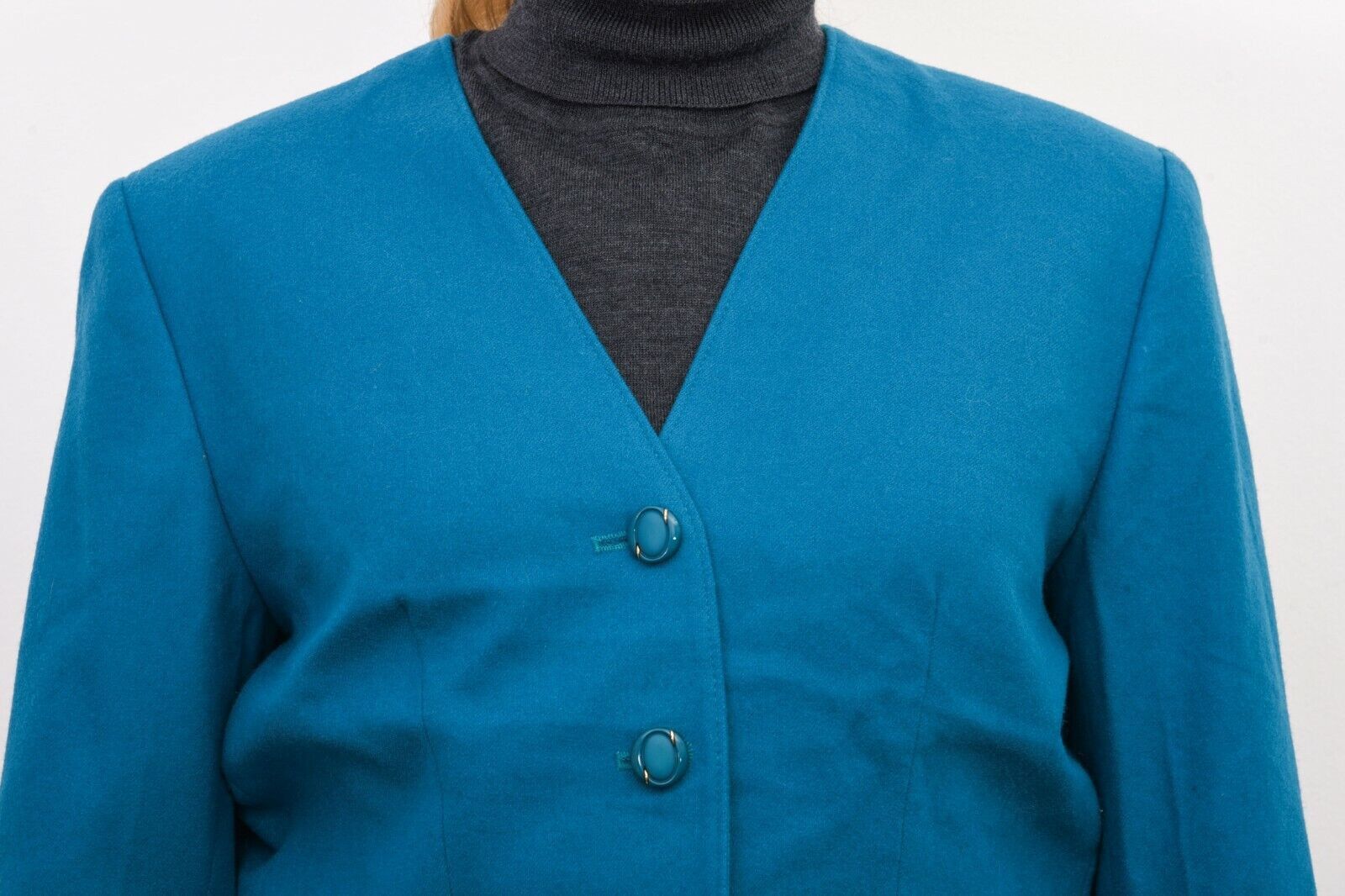 Pendleton 90's Women's M Electric Blue Wool Blazer Jacket V Neck USA Size M / US 6-8 / IT 42-44 - 3 Thumbnail