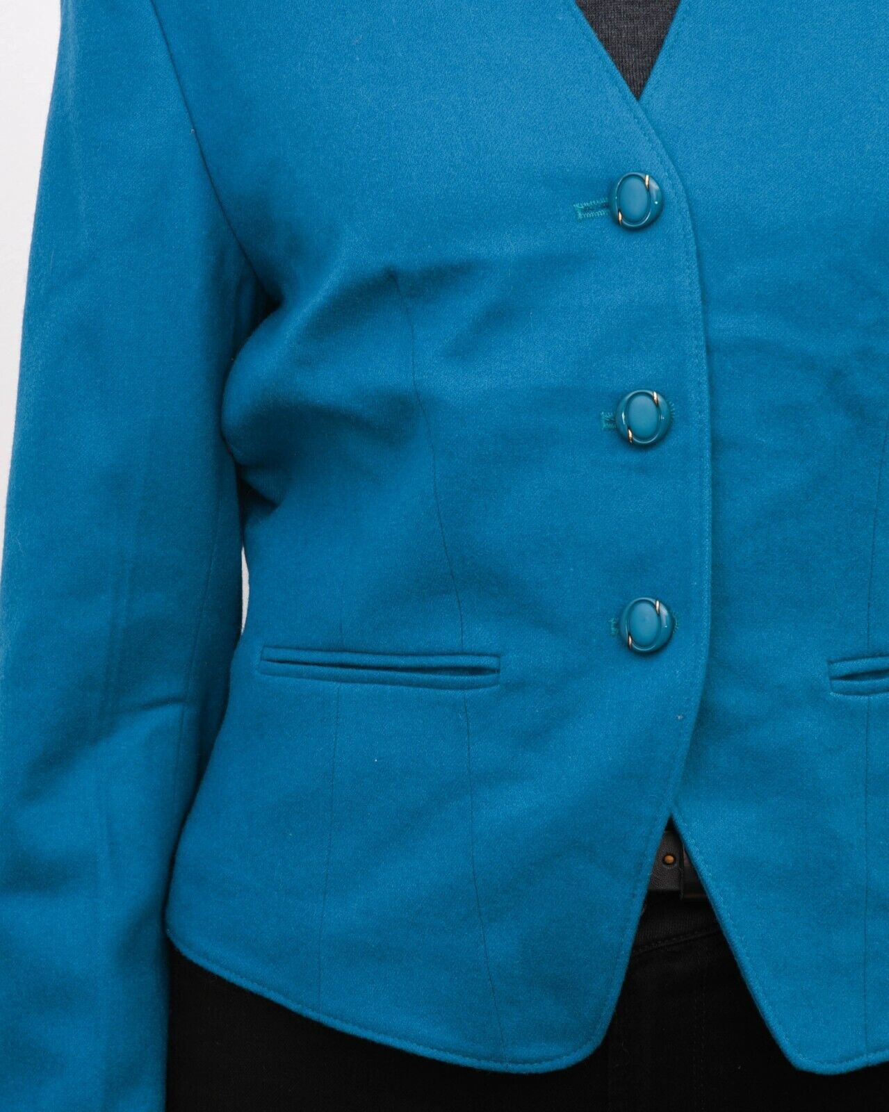 Pendleton 90's Women's M Electric Blue Wool Blazer Jacket V Neck USA Size M / US 6-8 / IT 42-44 - 4 Thumbnail