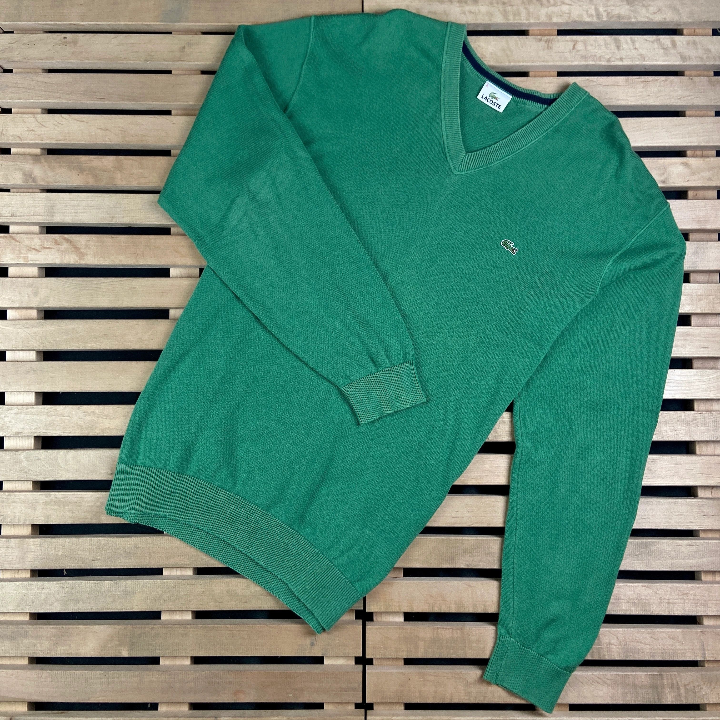 Lacoste × Vintage Mens Jumper Lacoste Vintage V Neck Size XL Size US XL / EU 56 / 4 - 1 Thumbnail
