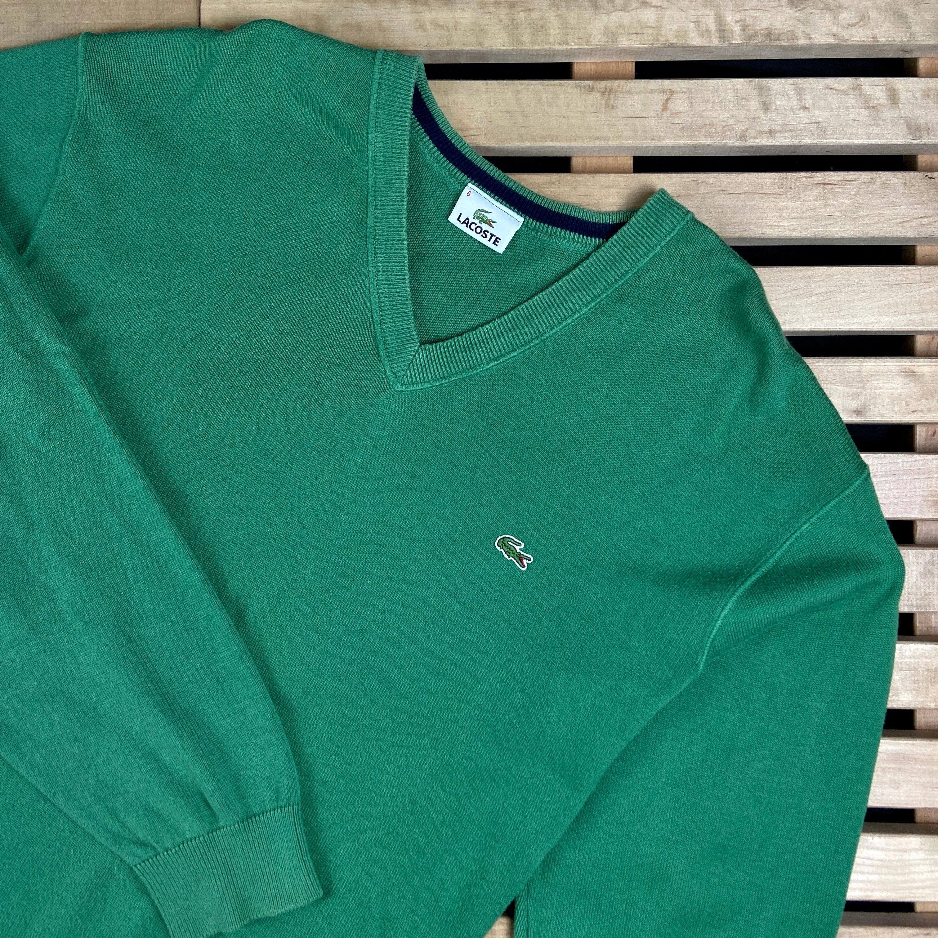 Lacoste × Vintage Mens Jumper Lacoste Vintage V Neck Size XL Size US XL / EU 56 / 4 - 2 Thumbnail