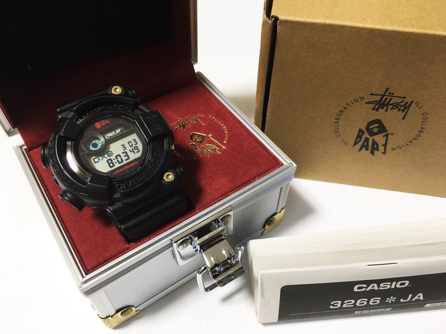 Bape CASIO G-Shock x STUSSY x BAPE Limited ILL Collaboration Frogman  Wristwatch GF-8250BS-1JR | Grailed