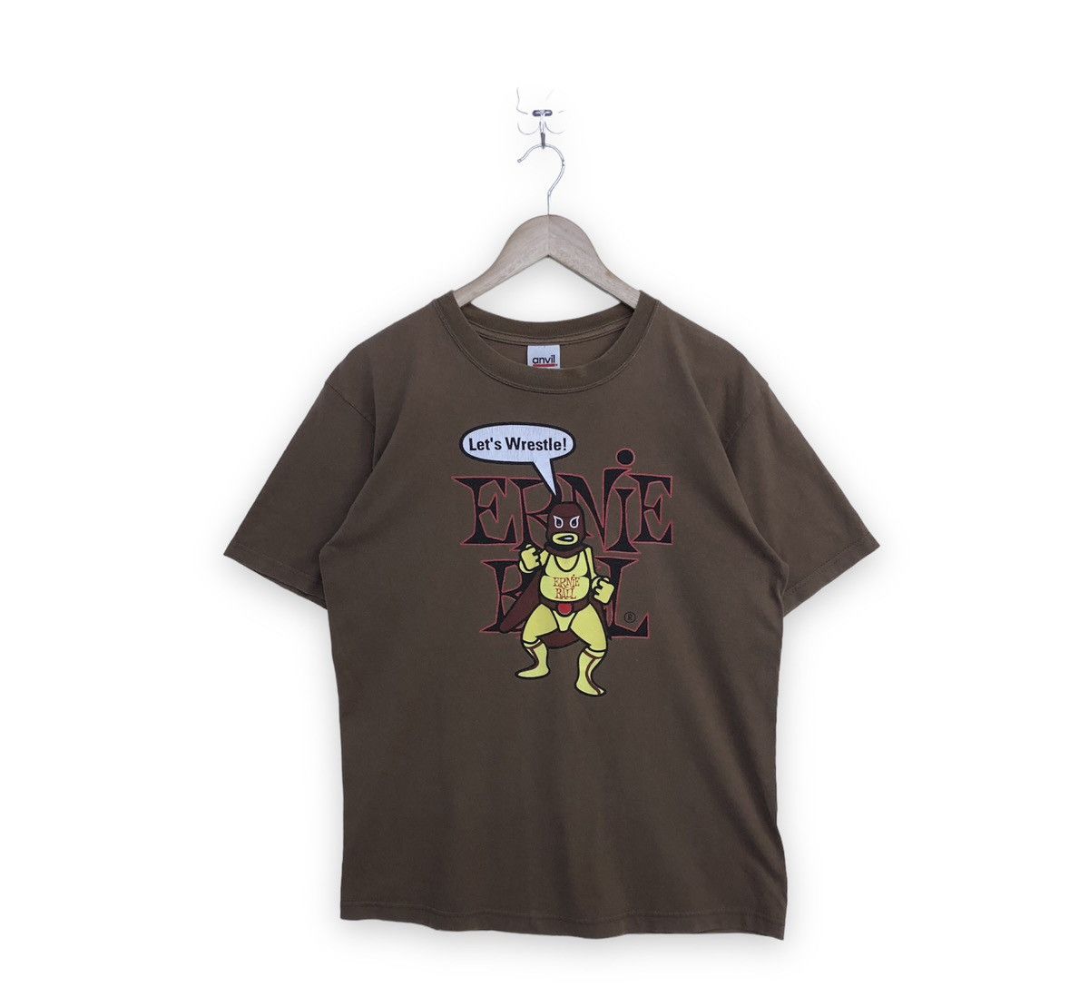 image of Band Tees x Vintage Ernie Ball Guitar String Anvil Tee in Brown, Men's (Size Medium)