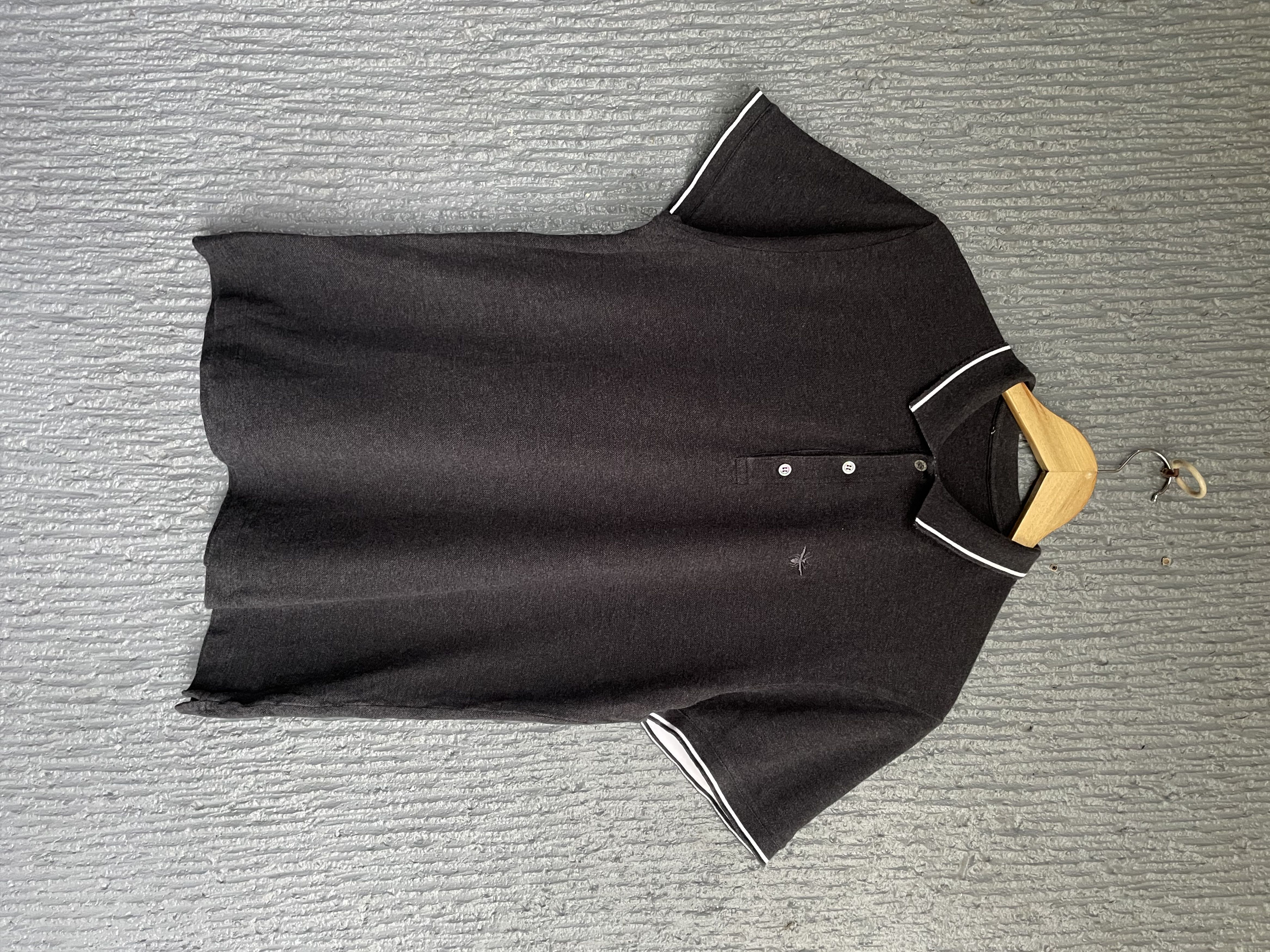 image of Christian Dior 'bee' Polo Shirt in Grey, Men's (Size Medium)