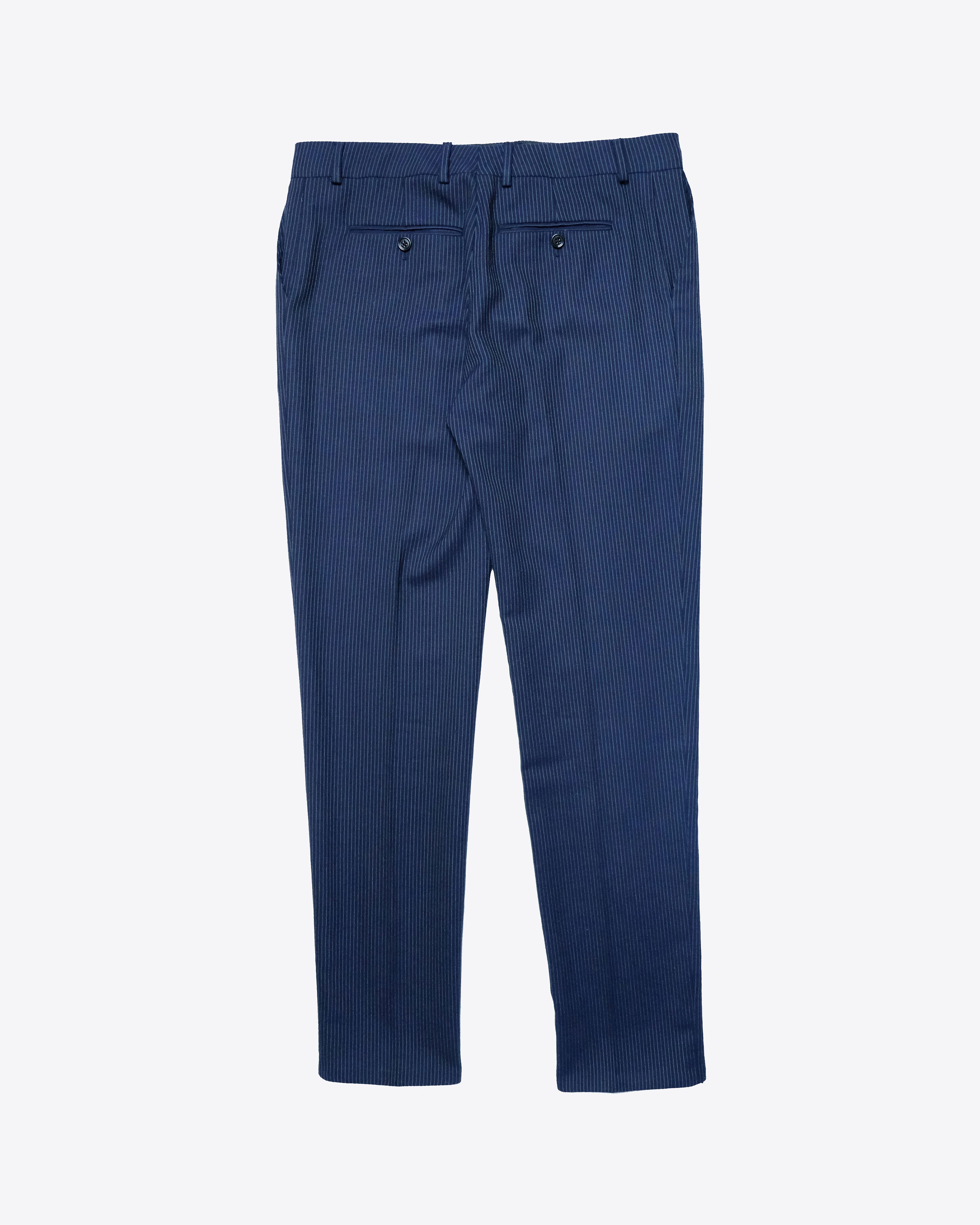 Celine Celine - Pinstripe Navy Wool Trousers, EU 54 Size US 38 / EU 54 - 3 Thumbnail