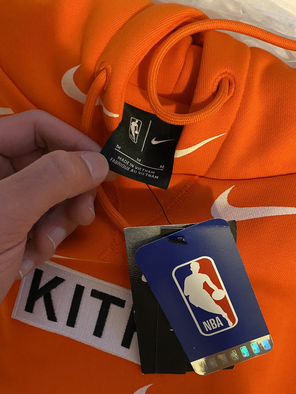 Nike Kith Nike NBA New York Knicks AOP Hoodie Orange | Grailed