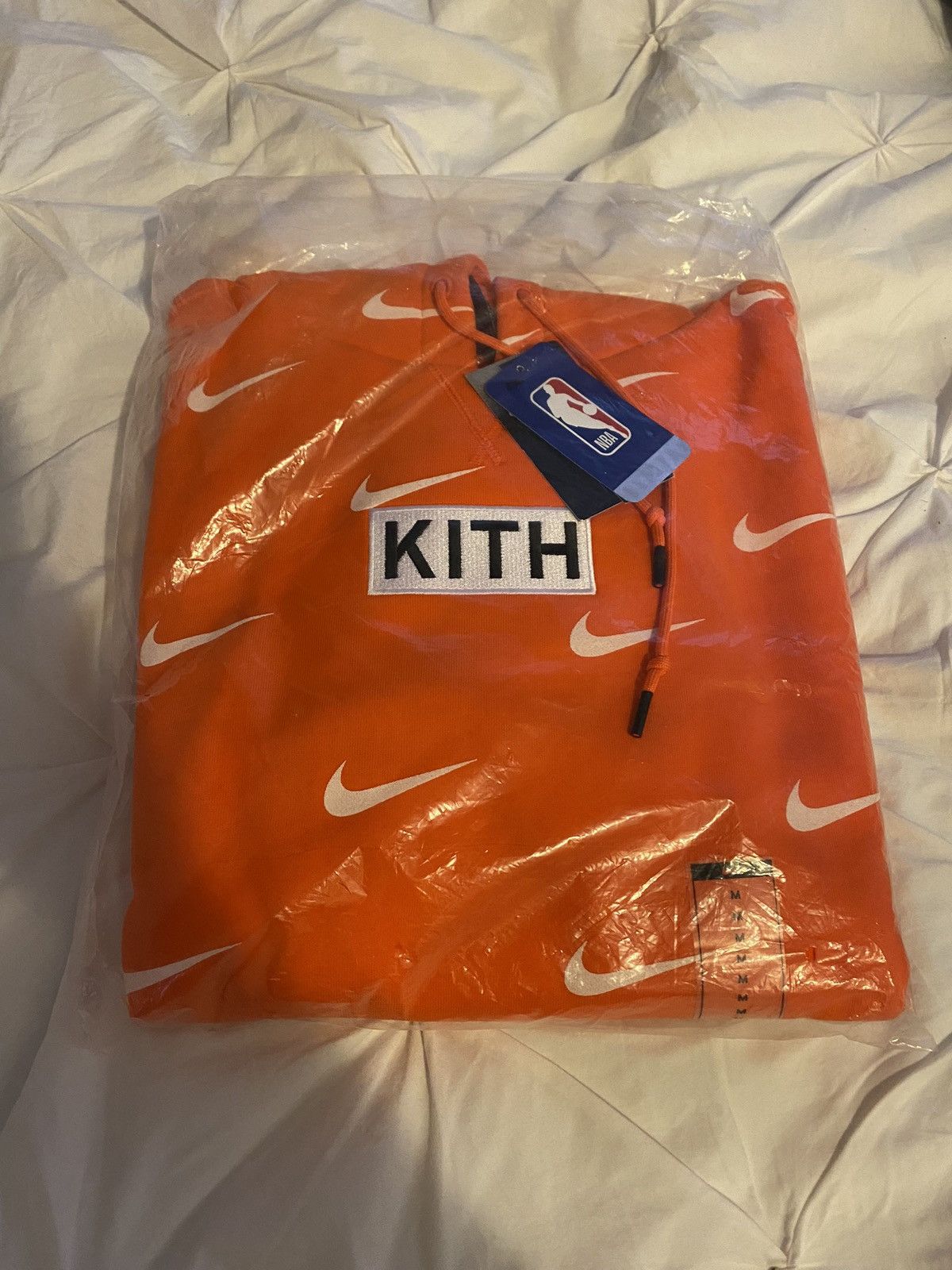 Nike Kith Nike NBA New York Knicks AOP Hoodie Orange | Grailed