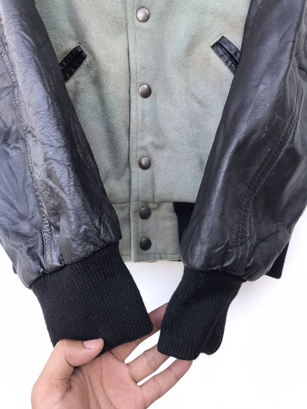 JUN MEN Jun Men Wool Varsity Jacket Leather Sleeve - Faded Colour Size US L / EU 52-54 / 3 - 8 Thumbnail