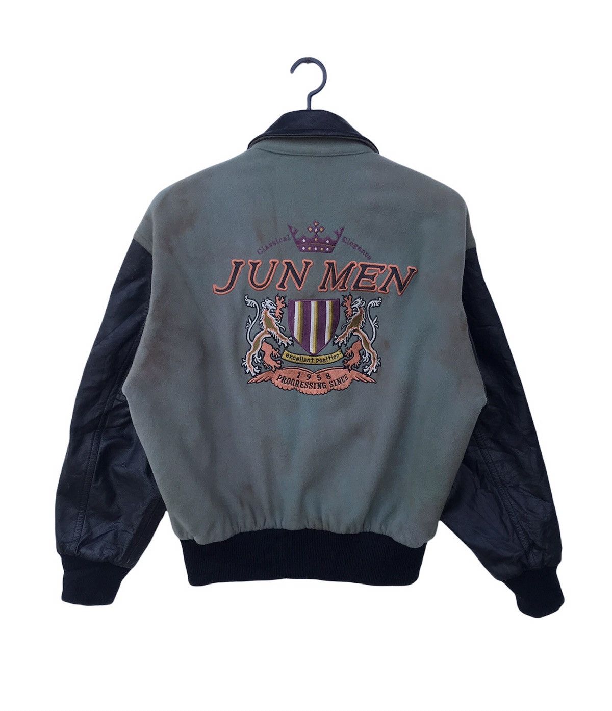 JUN MEN Jun Men Wool Varsity Jacket Leather Sleeve - Faded Colour Size US L / EU 52-54 / 3 - 1 Thumbnail