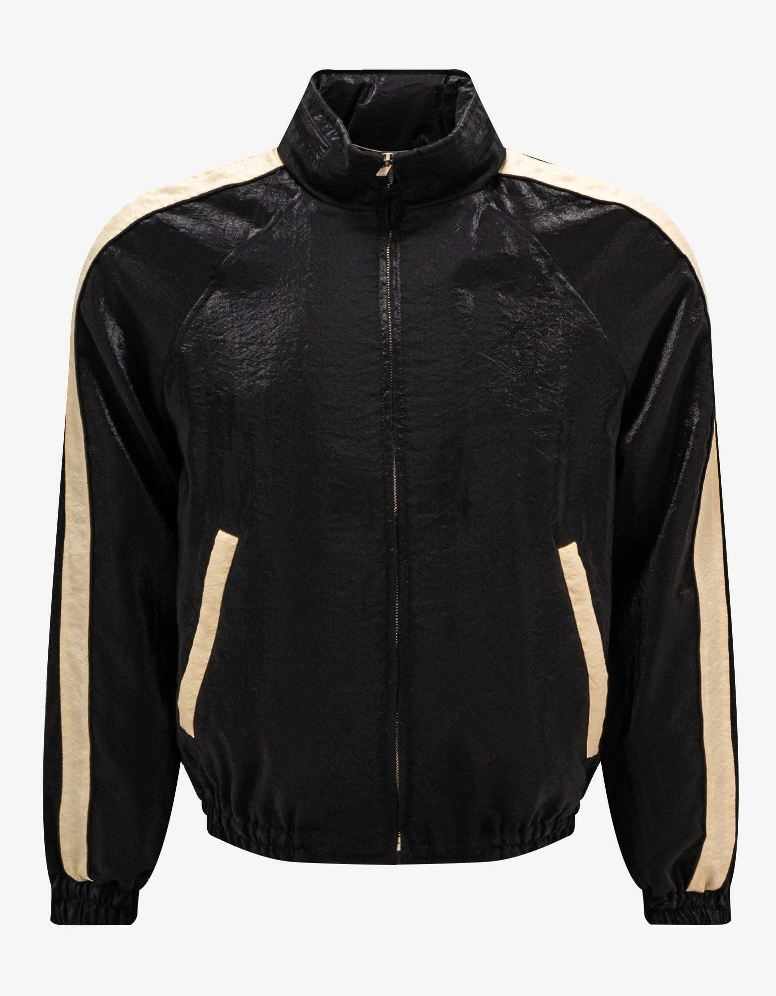 Black Crinkle-Effect Monogram Teddy Jacket Size 48