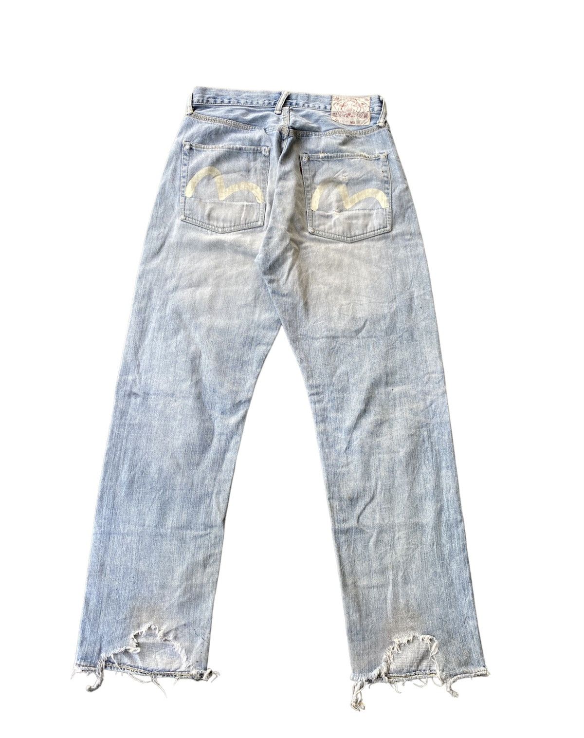 image of Evisu Genes Seagull Double Knee Denim Jeans in Blue, Men's (Size 31)