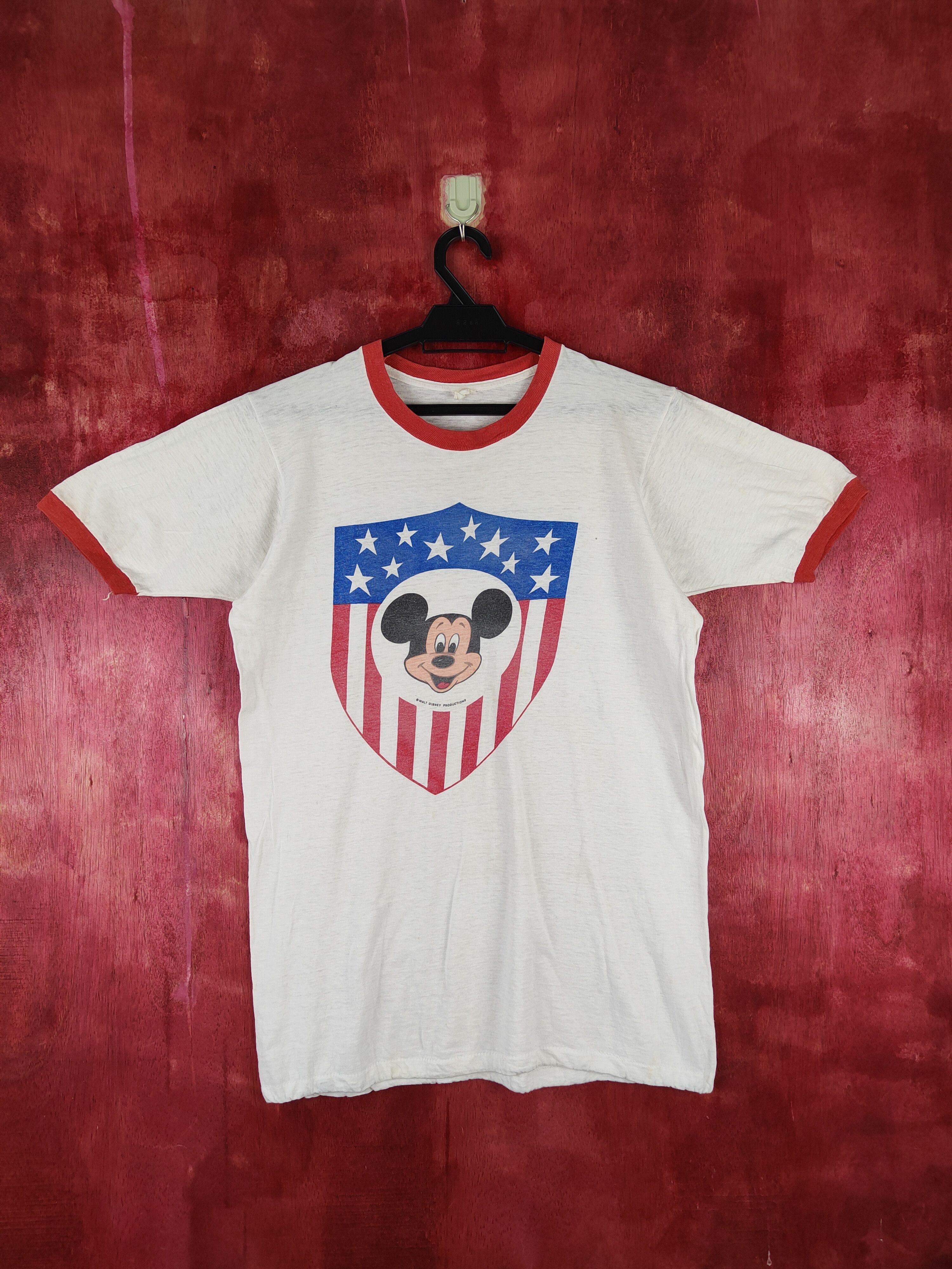 Disney Vtg ringer Mickey Mouse american flag single stitch #S663af Size US M / EU 48-50 / 2 - 1 Thumbnail