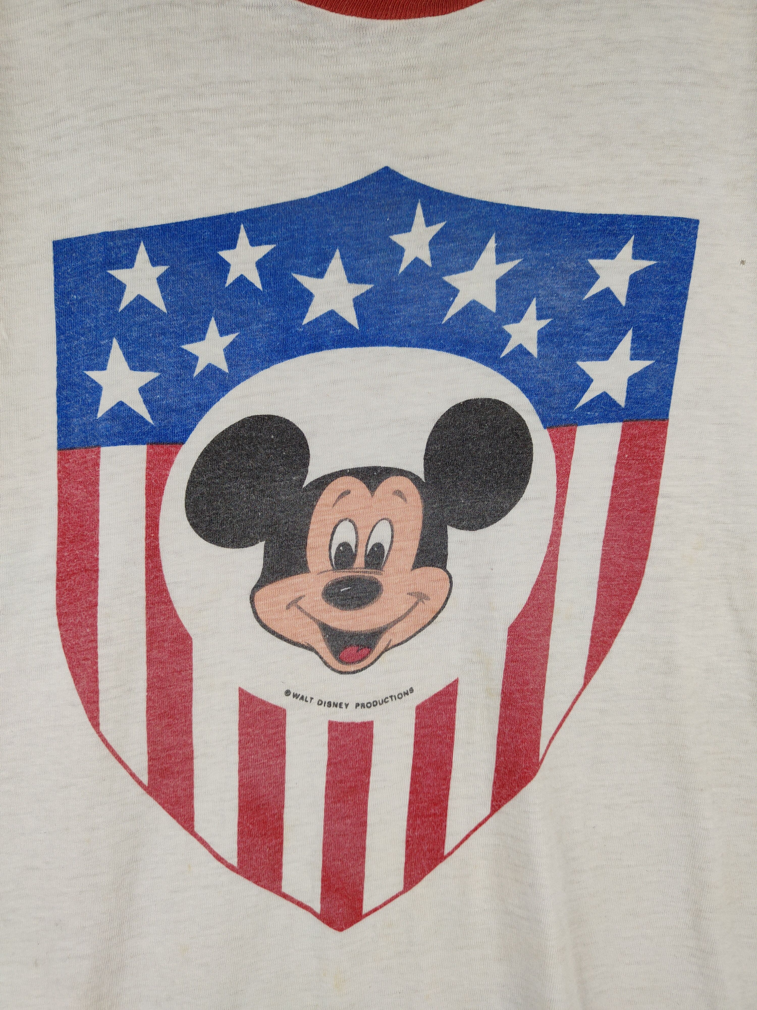 Disney Vtg ringer Mickey Mouse american flag single stitch #S663af Size US M / EU 48-50 / 2 - 3 Thumbnail