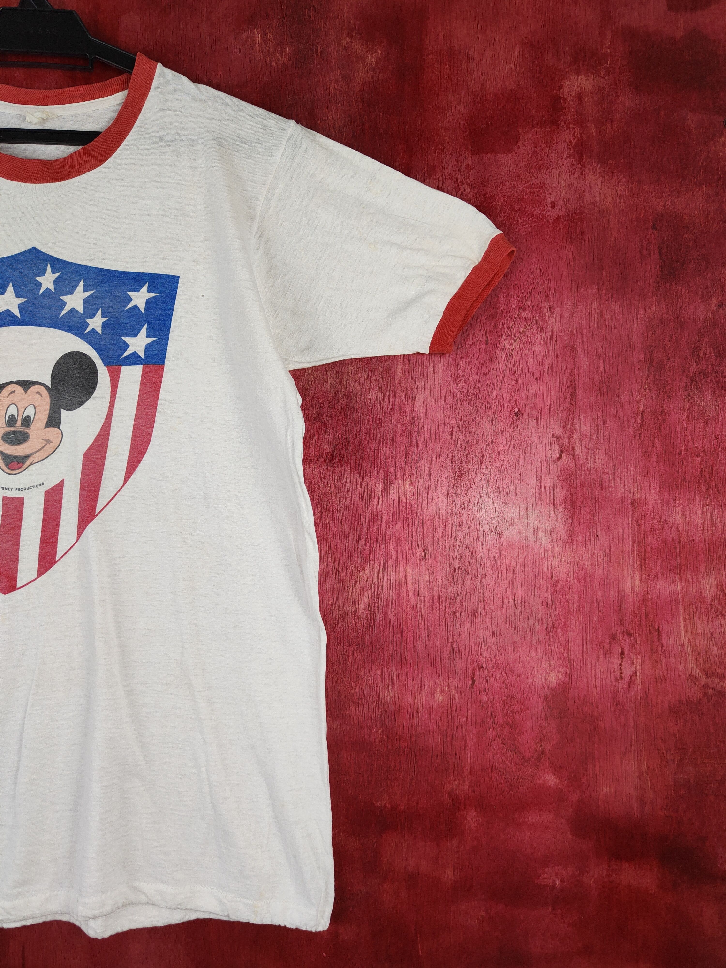 Disney Vtg ringer Mickey Mouse american flag single stitch #S663af Size US M / EU 48-50 / 2 - 6 Thumbnail