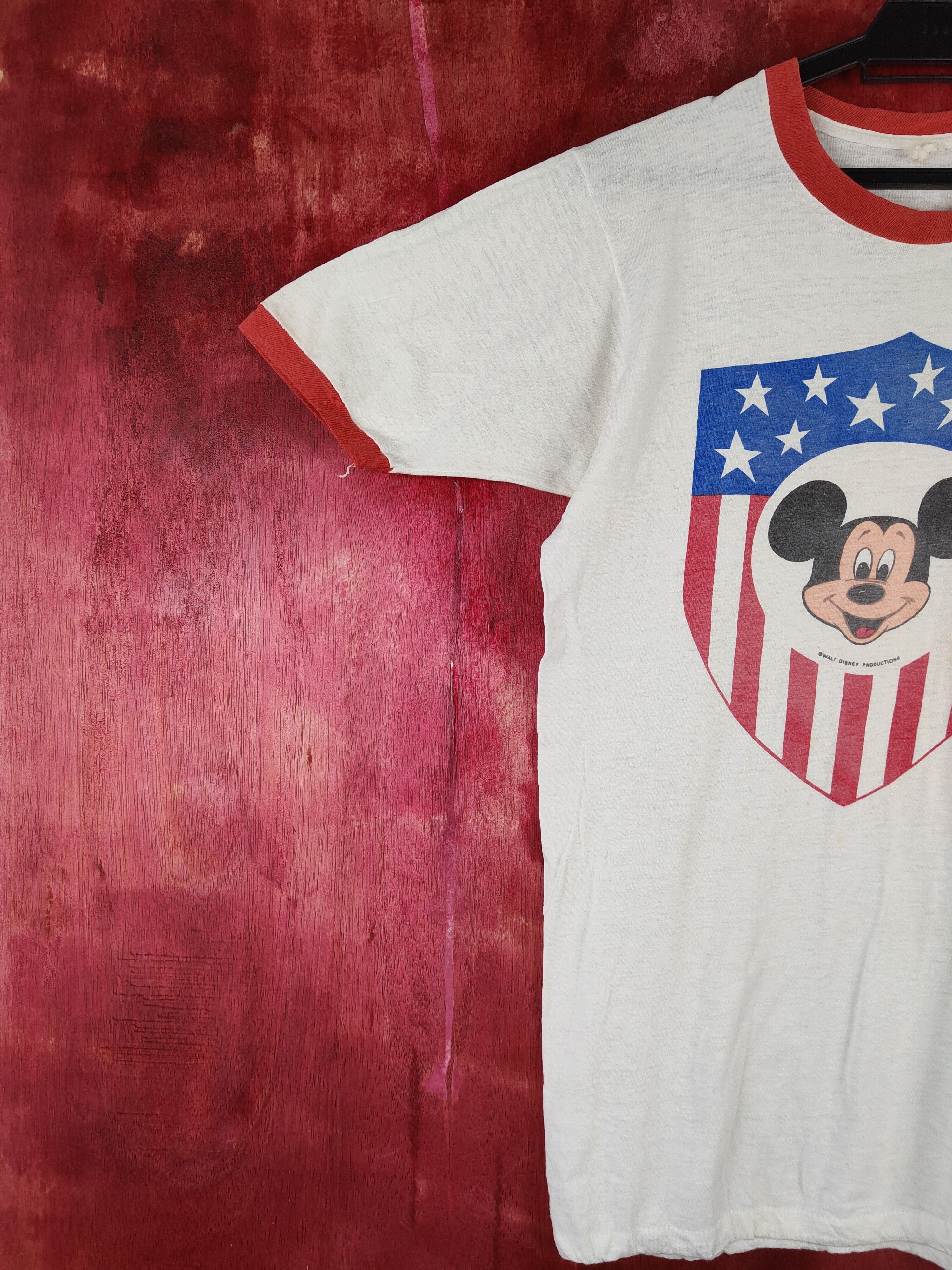 Disney Vtg ringer Mickey Mouse american flag single stitch #S663af Size US M / EU 48-50 / 2 - 4 Thumbnail