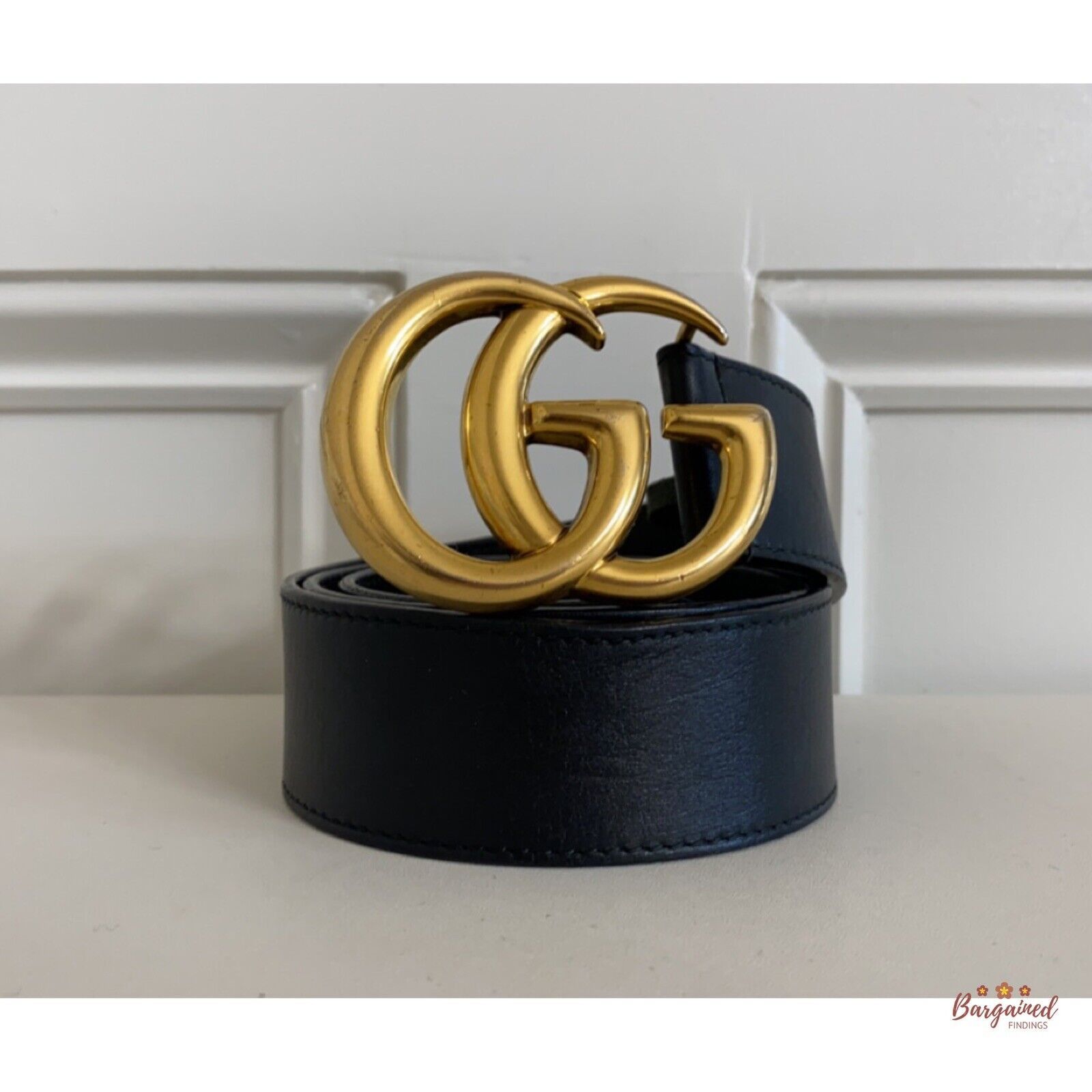 Gucci Gucci Black Wide Leather Double G Buckle Belt 80/32 Size ONE SIZE - 1 Thumbnail