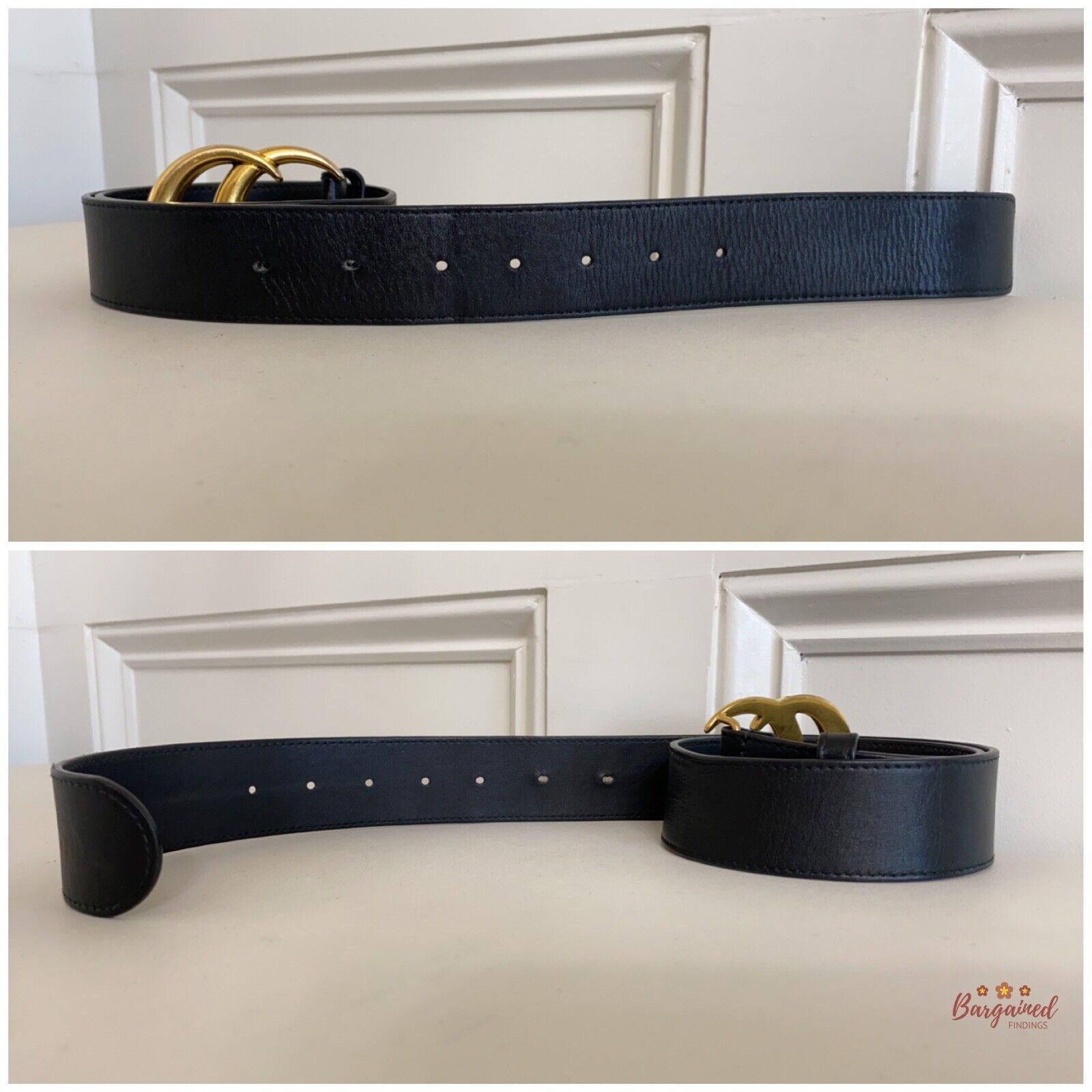 Gucci Gucci Black Wide Leather Double G Buckle Belt 80/32 Size ONE SIZE - 8 Thumbnail
