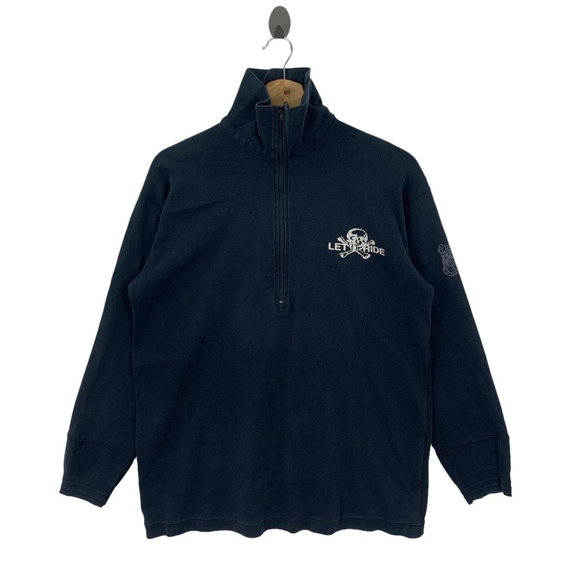 Vintage Let It Ride Half Zipper Crewneck Pullover Sweater