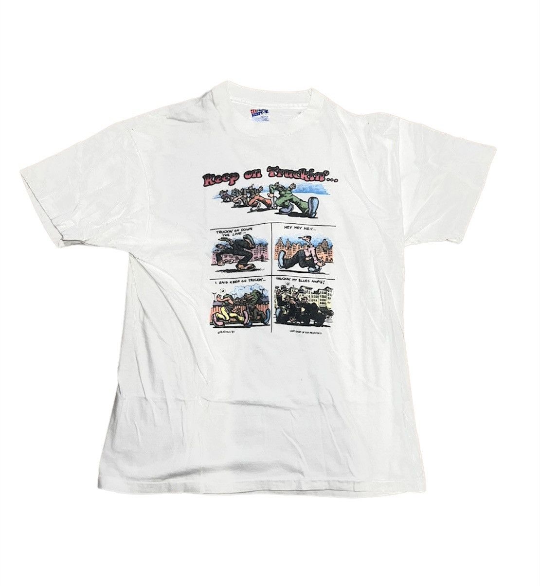 image of Art x Made In USA Vintage R Crumb Keep On Truckin Last Gasp 87 in White, Men's (Size Large)
