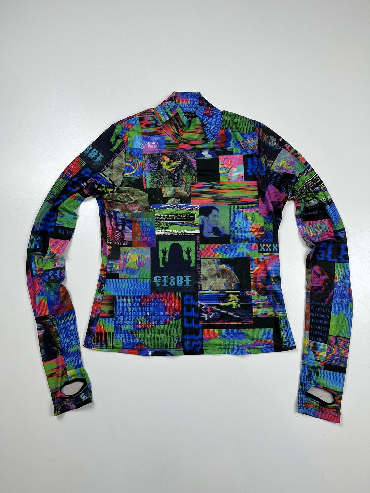 Vintage Glitchcore Style Top Blouse y2k Computer Error