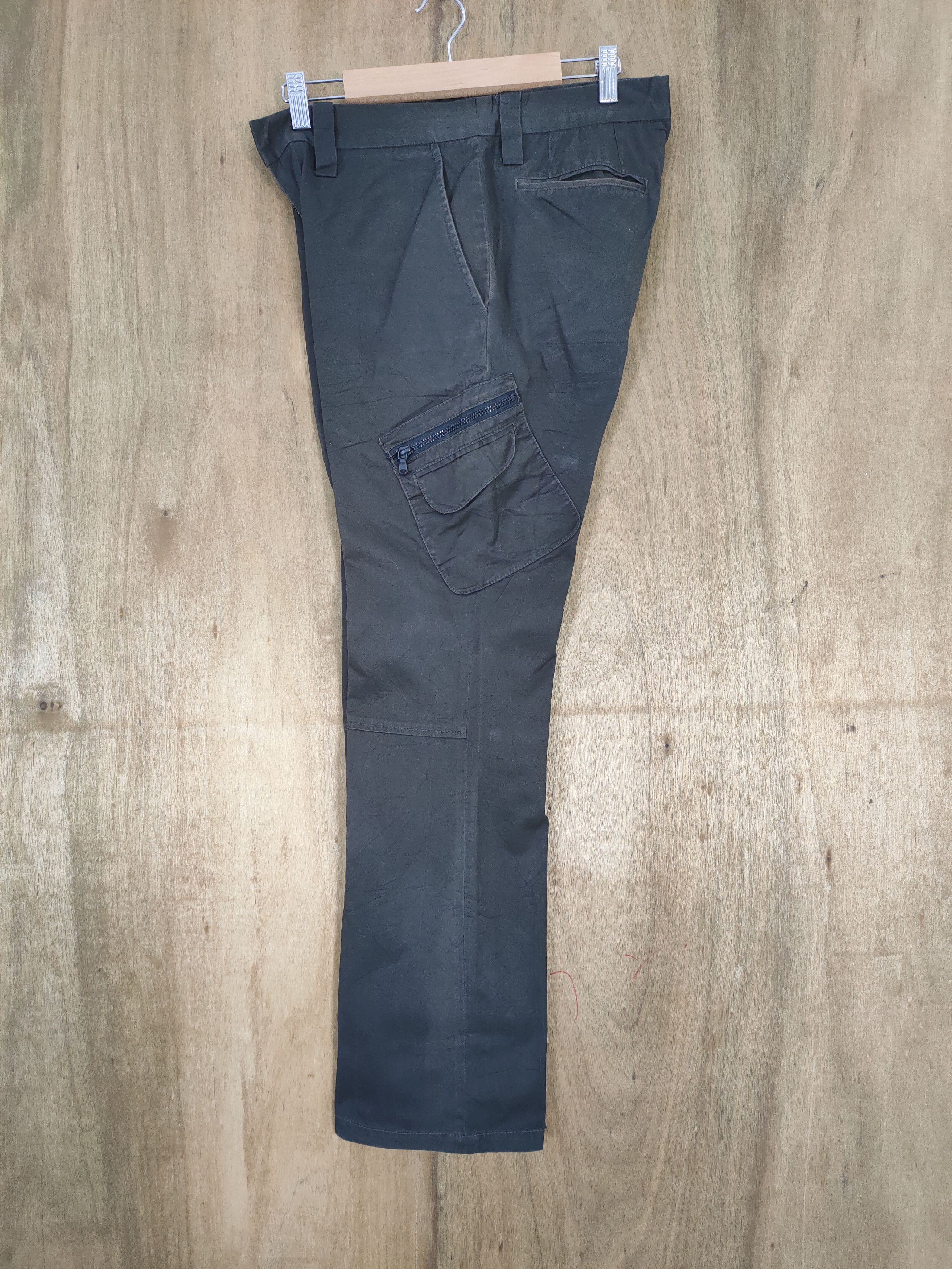 Issey Miyake TETE HOMME by ISSEY MIYAKE BROWN FLARED CARGO PANTS Size US 30 / EU 46 - 12 Thumbnail