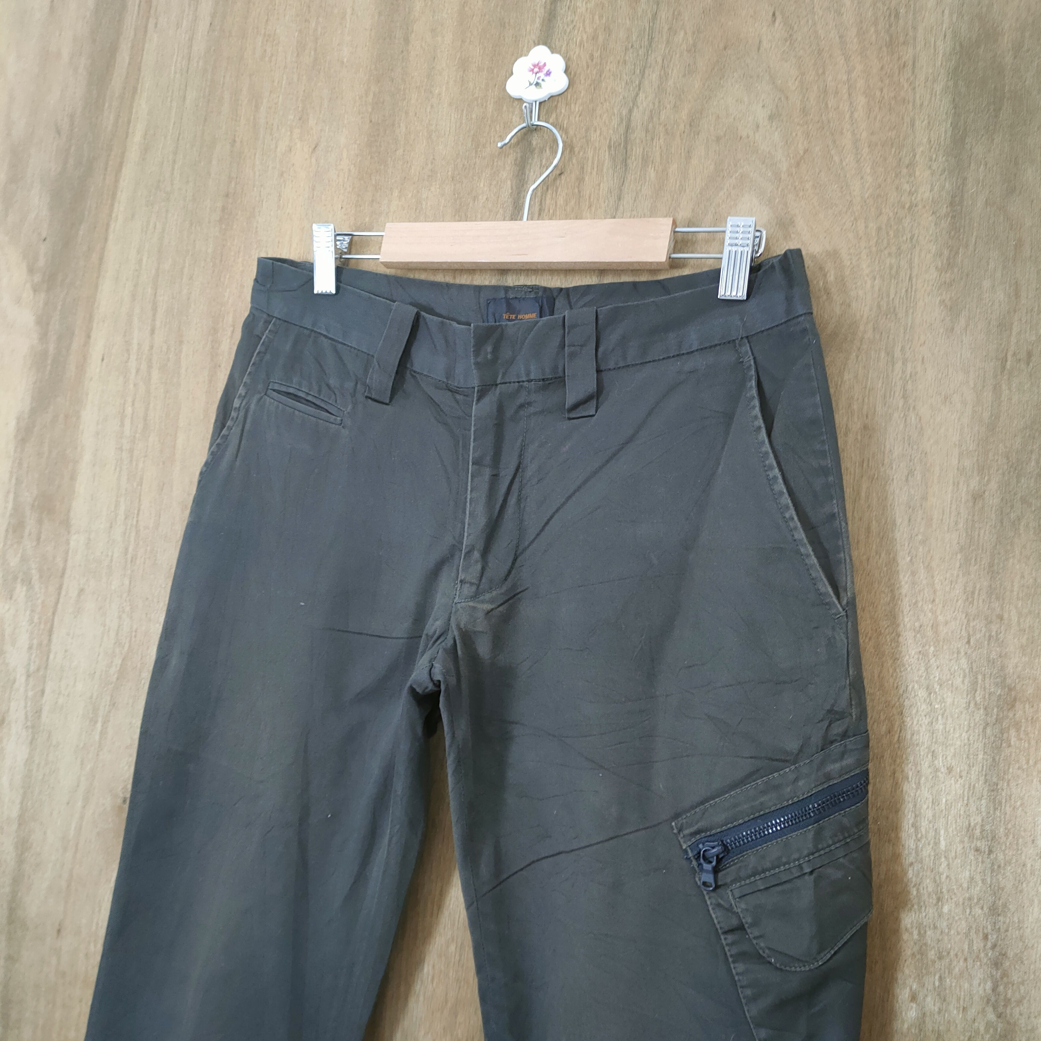 Issey Miyake TETE HOMME by ISSEY MIYAKE BROWN FLARED CARGO PANTS Size US 30 / EU 46 - 4 Thumbnail