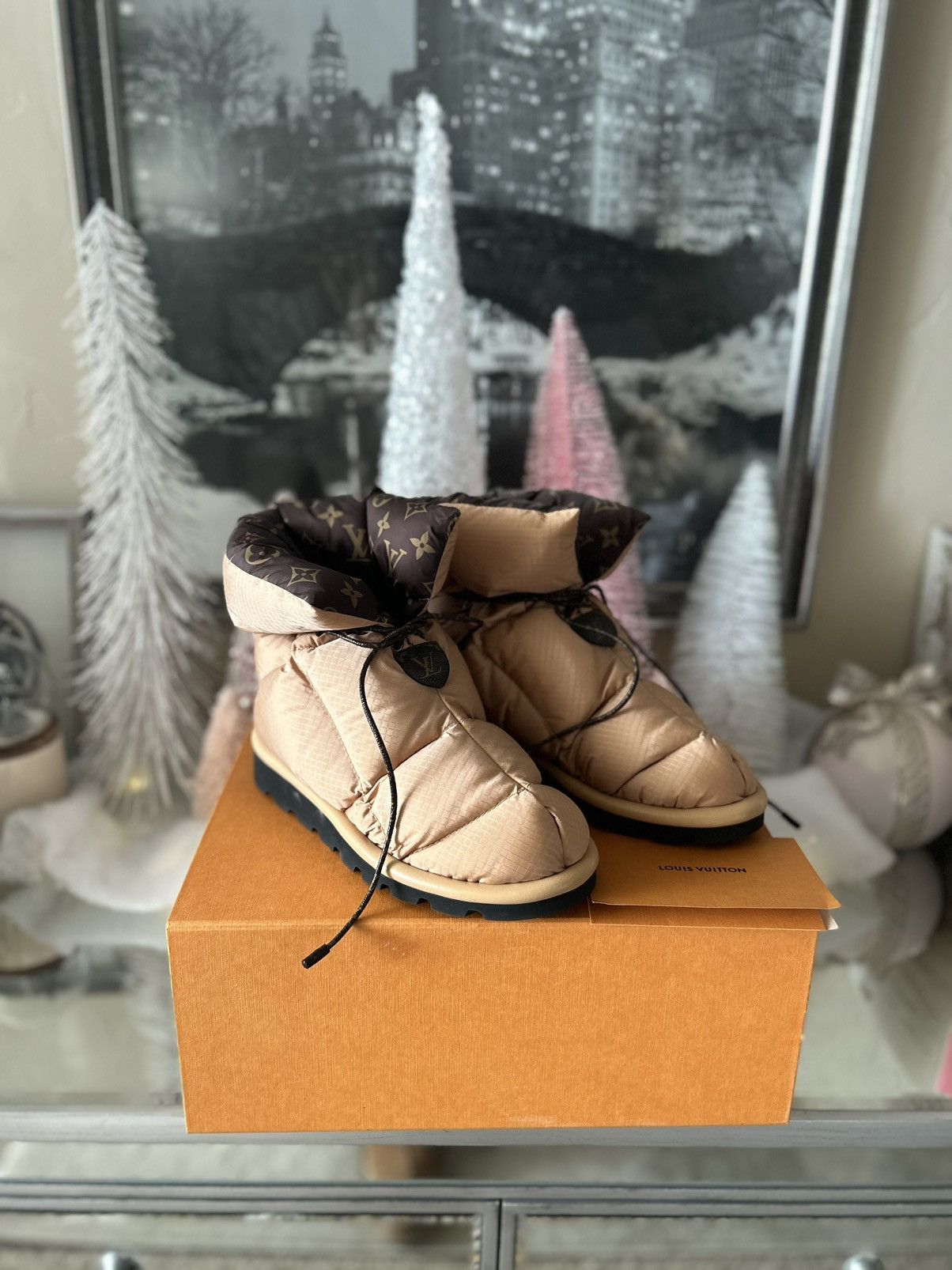 Louis Vuitton Pillow Comfort Ankle Boot Beige Size 38