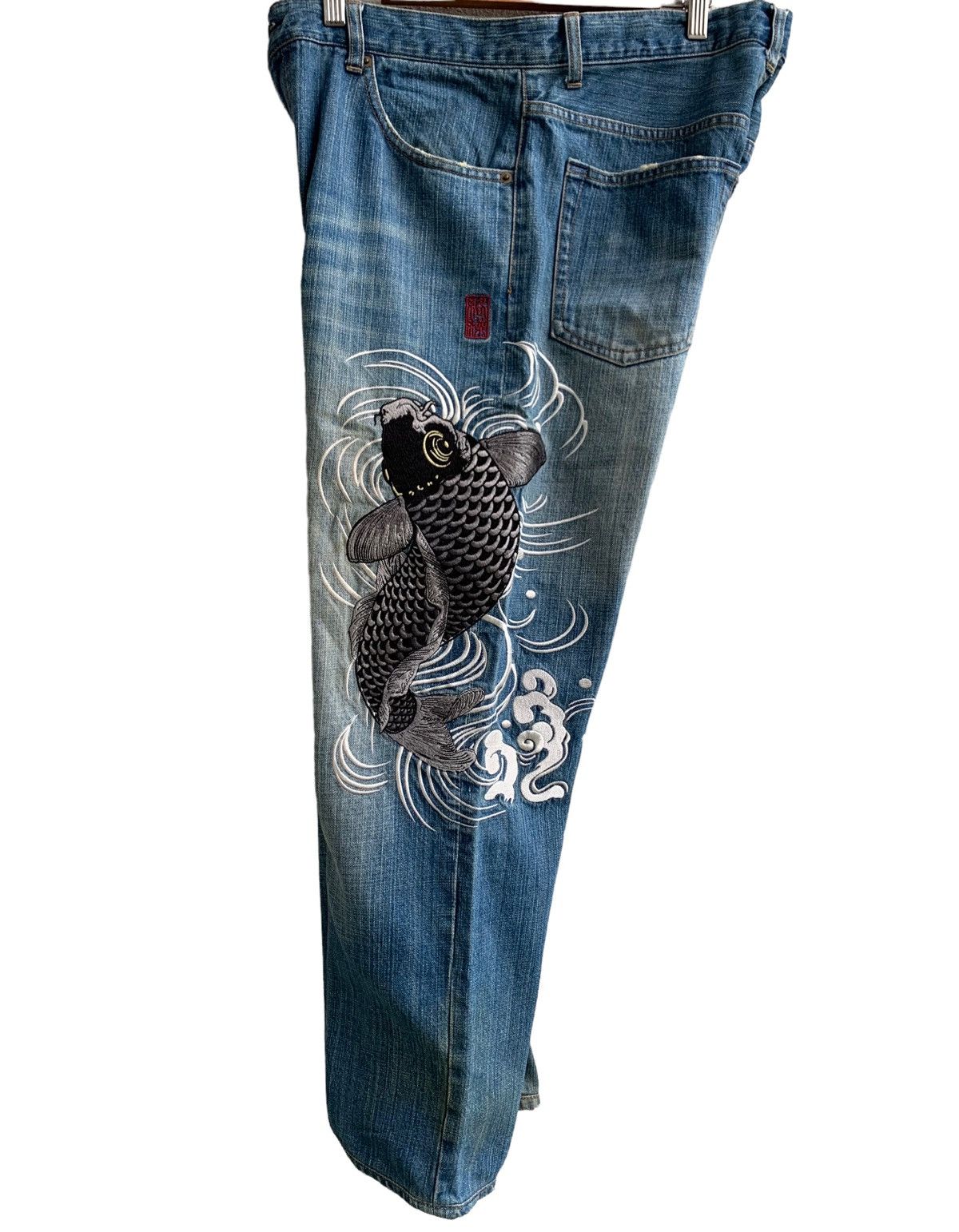 Japanese Brand Japanese Brand Kakakuri Tamashi Embroidery Fish Koi Jeans Size US 34 / EU 50 - 1 Thumbnail