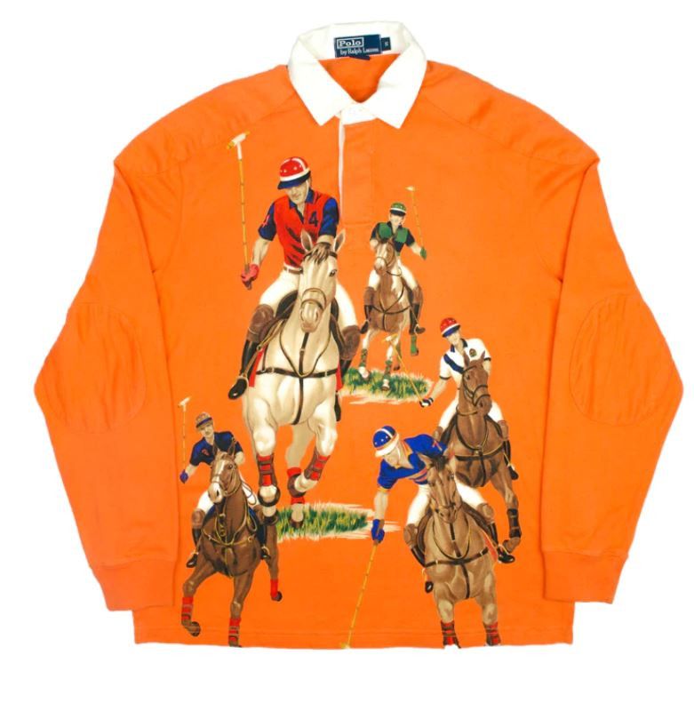 Image of Vintage Polo Ralph Laurent 5 Horseman Equestrian Rugby , Men's (Size 2XL)