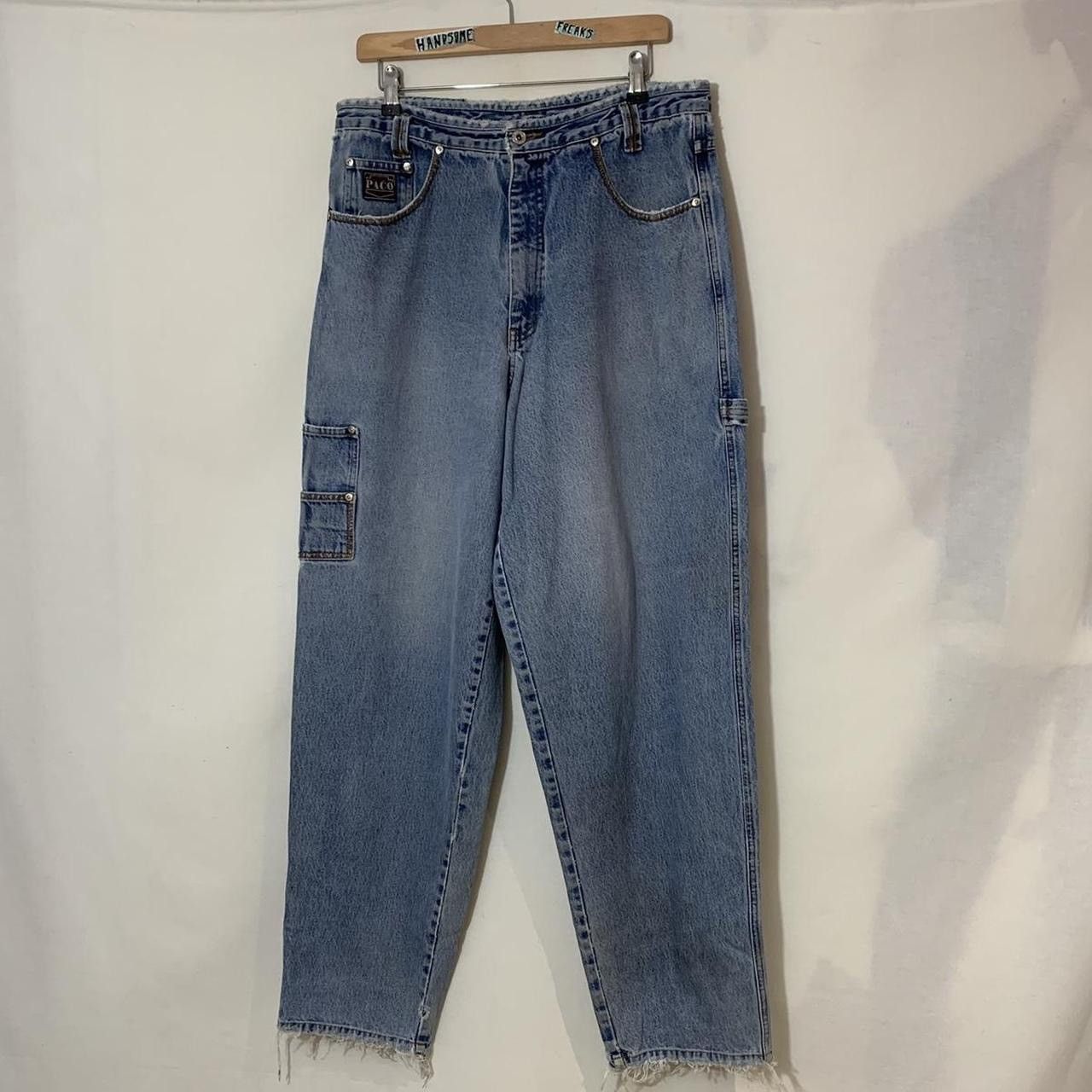 パンツ 90s PACO JEANS Super Baggy Cargo Denim Paco Jeans - Men's Vintage Baggy Cargo Denim Jeans Dark Blue